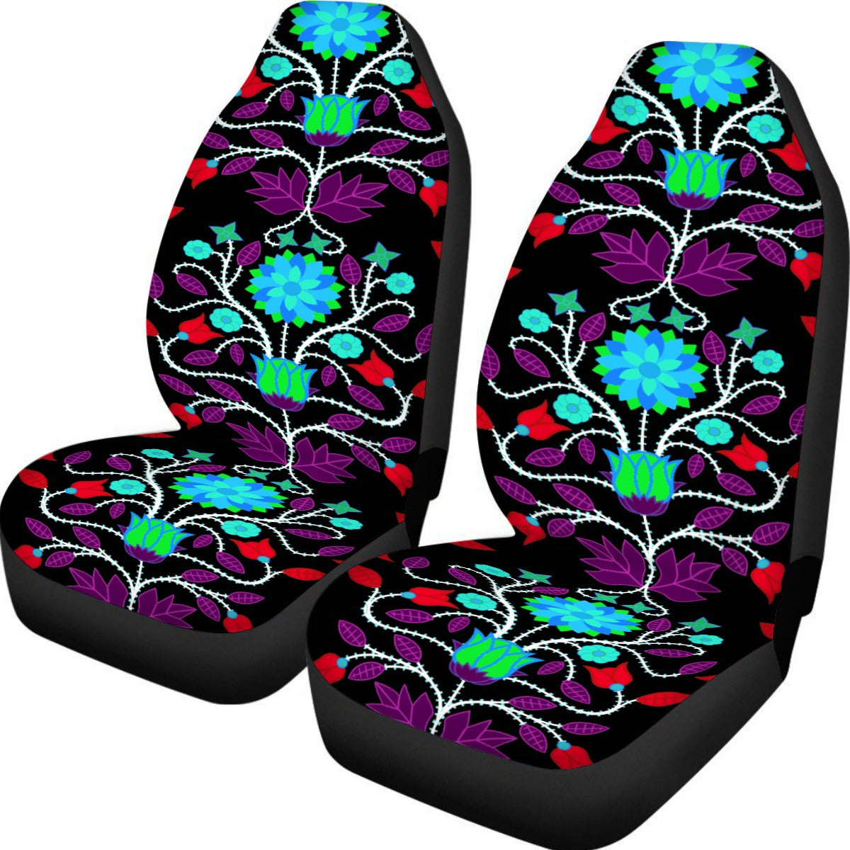 Floral Beadwork Four Clans Winter Car Seat Covers (Set of 2)