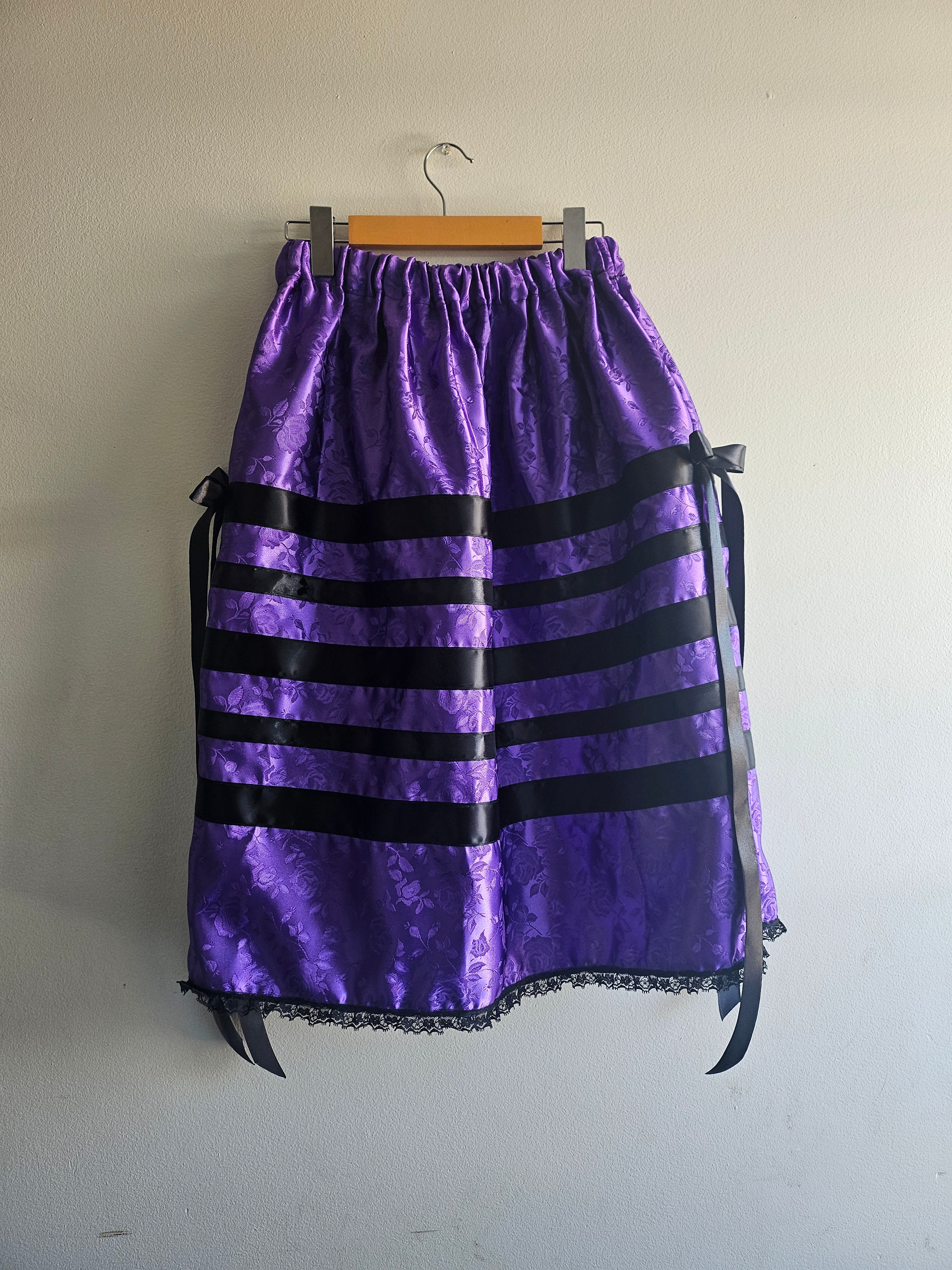 Designs by Sebb Purple Satin Ribbon Skirt With Pockets