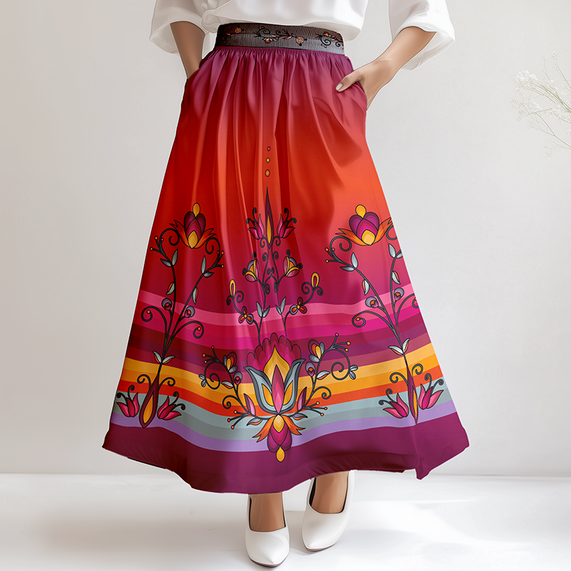 Crimson Drift Petals Skirt