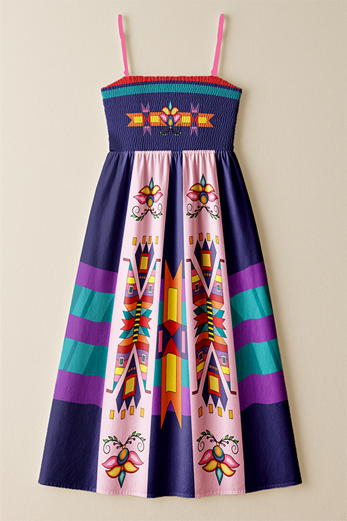 Echoes of the Lodge Blue Smock Top Dress