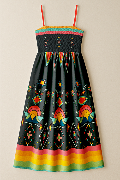 Horizon Blossom Dark Smock Top Dress