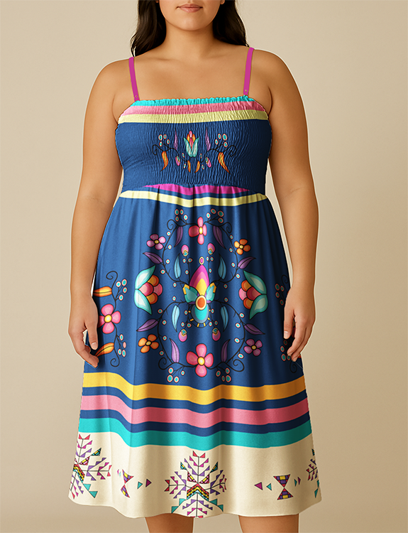 Starwoven Garden Blue Smock Top Dress