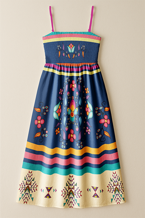 Starwoven Garden Blue Smock Top Dress