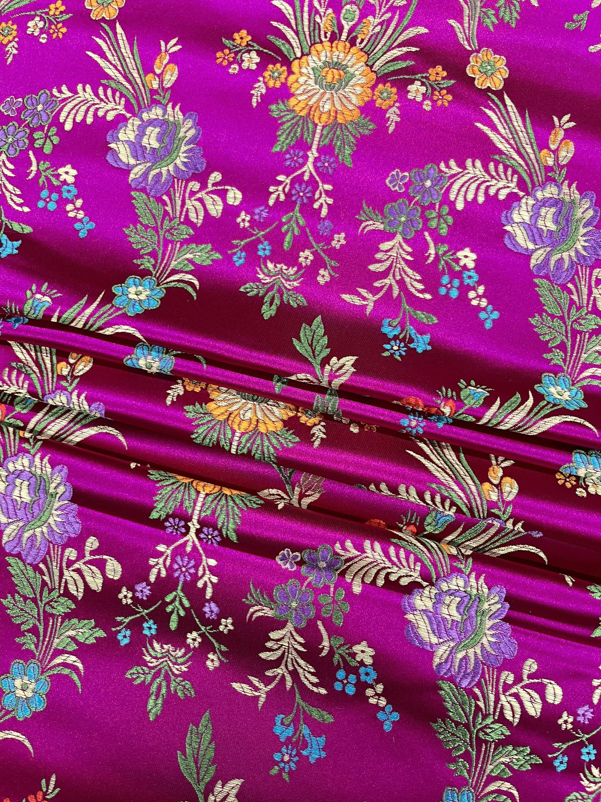 Deep Fuchsia Floral Jacquard Fabric