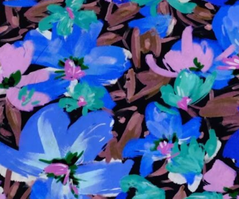 Painted Winter Flowers Cotton Fabric