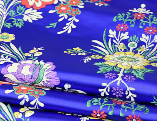 Bright Blue Floral Jacquard Fabric