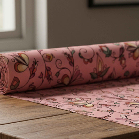 Burnt Sky Petals Peach Satin Fabric