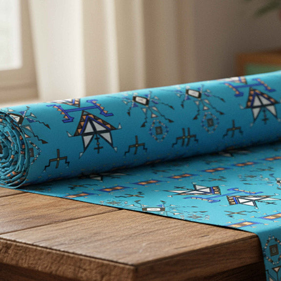 Eagle Strike Blue Satin Fabric