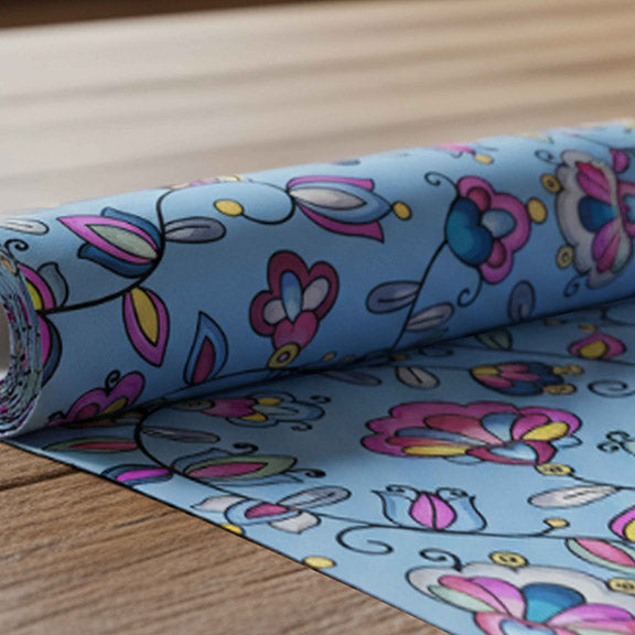 Autumn Bundle Blessing Blue Satin Fabric