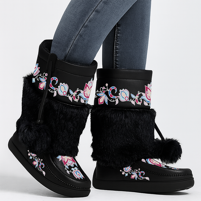 Frosted Leaf Spirit Leather MocLux Ankle with Fur