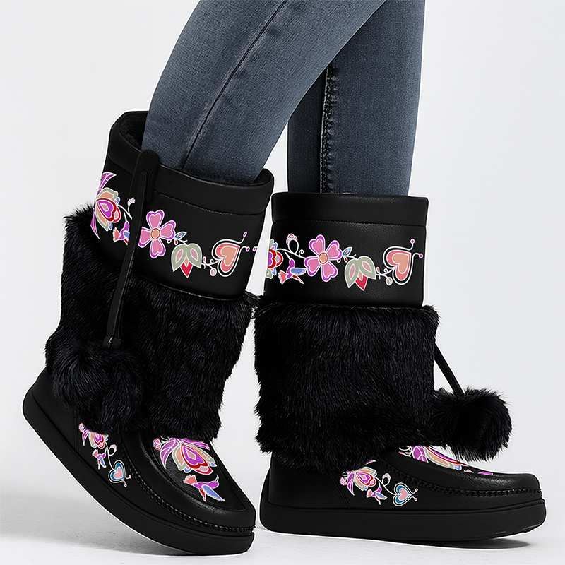 Wild Strength Black Leather MocLux Short Style with Fur