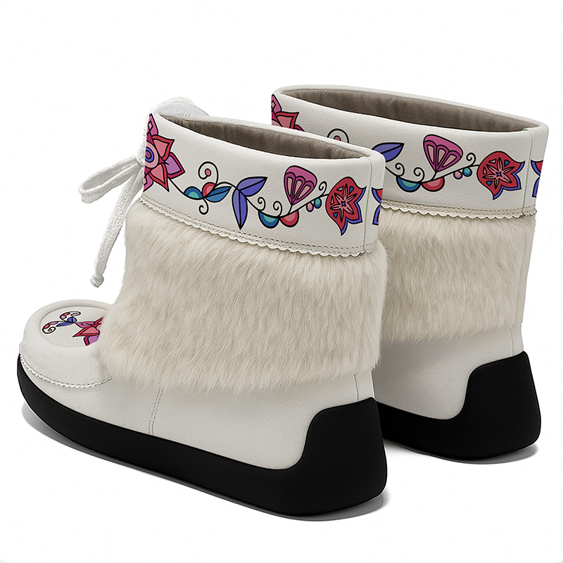 Frost Flower Circle Leather MocLux Ankle with Fur