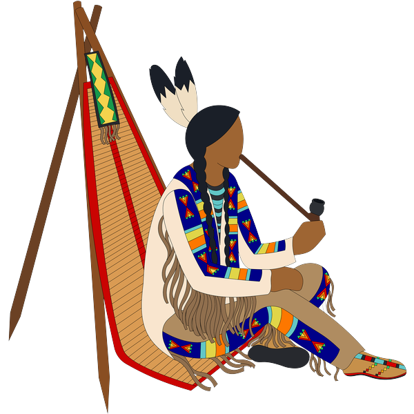 Blackfoot Man at Backrest with Pipe 2inch by 2inch Vinyl Sticker