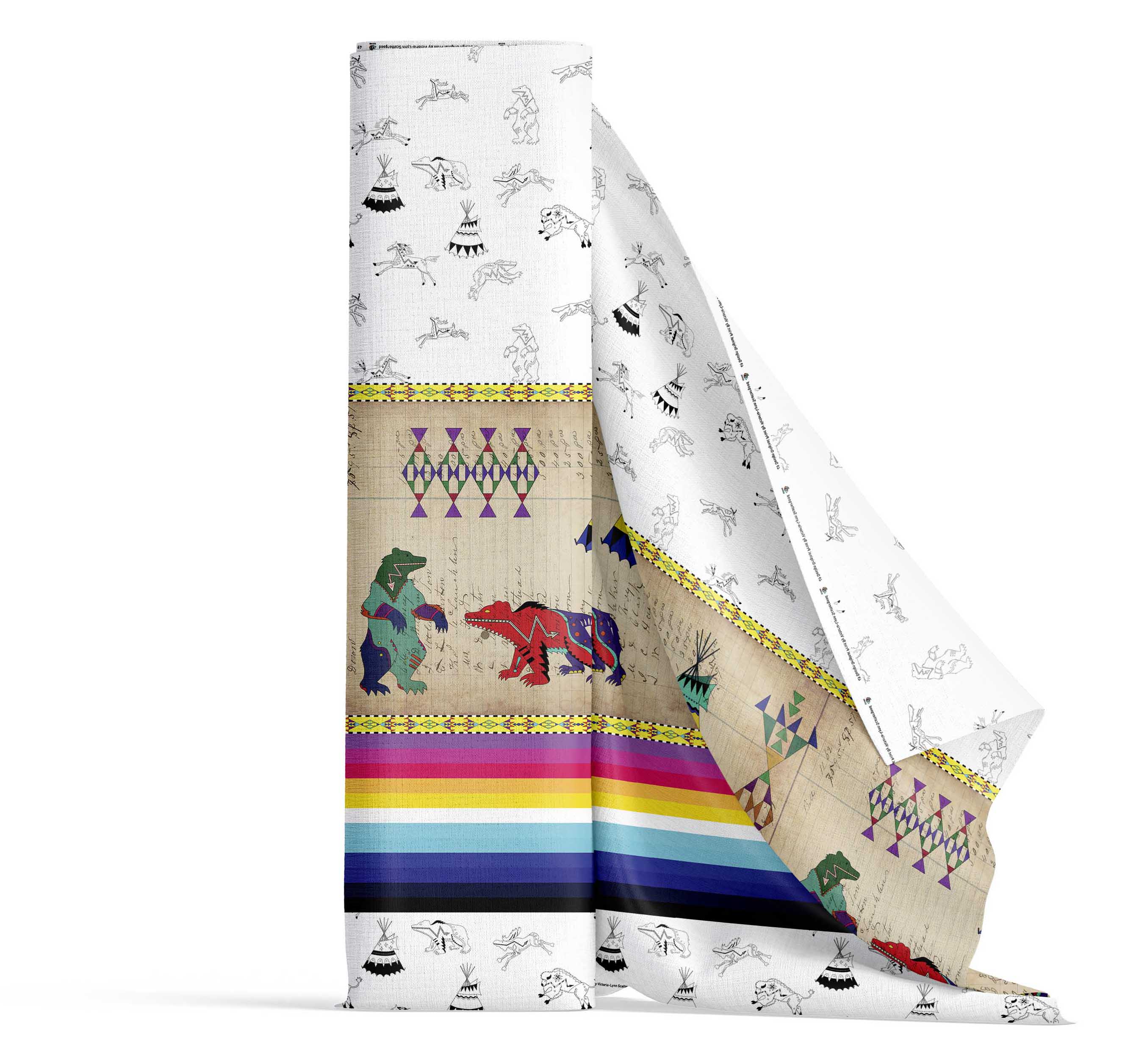 Bear Ledger White Clay Satin Fabric