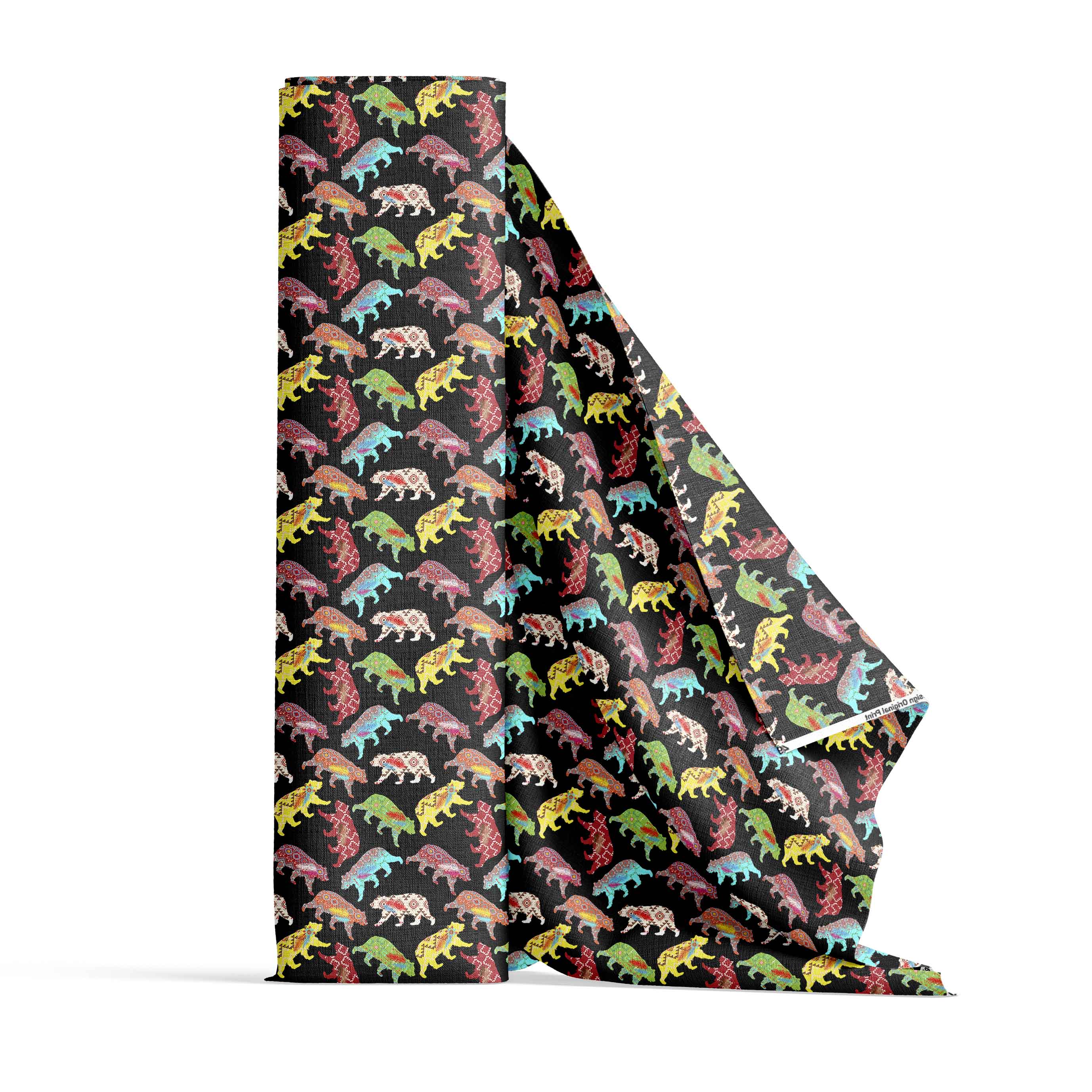 Bear Powwow Cotton Poplin Fabric By the Yard
