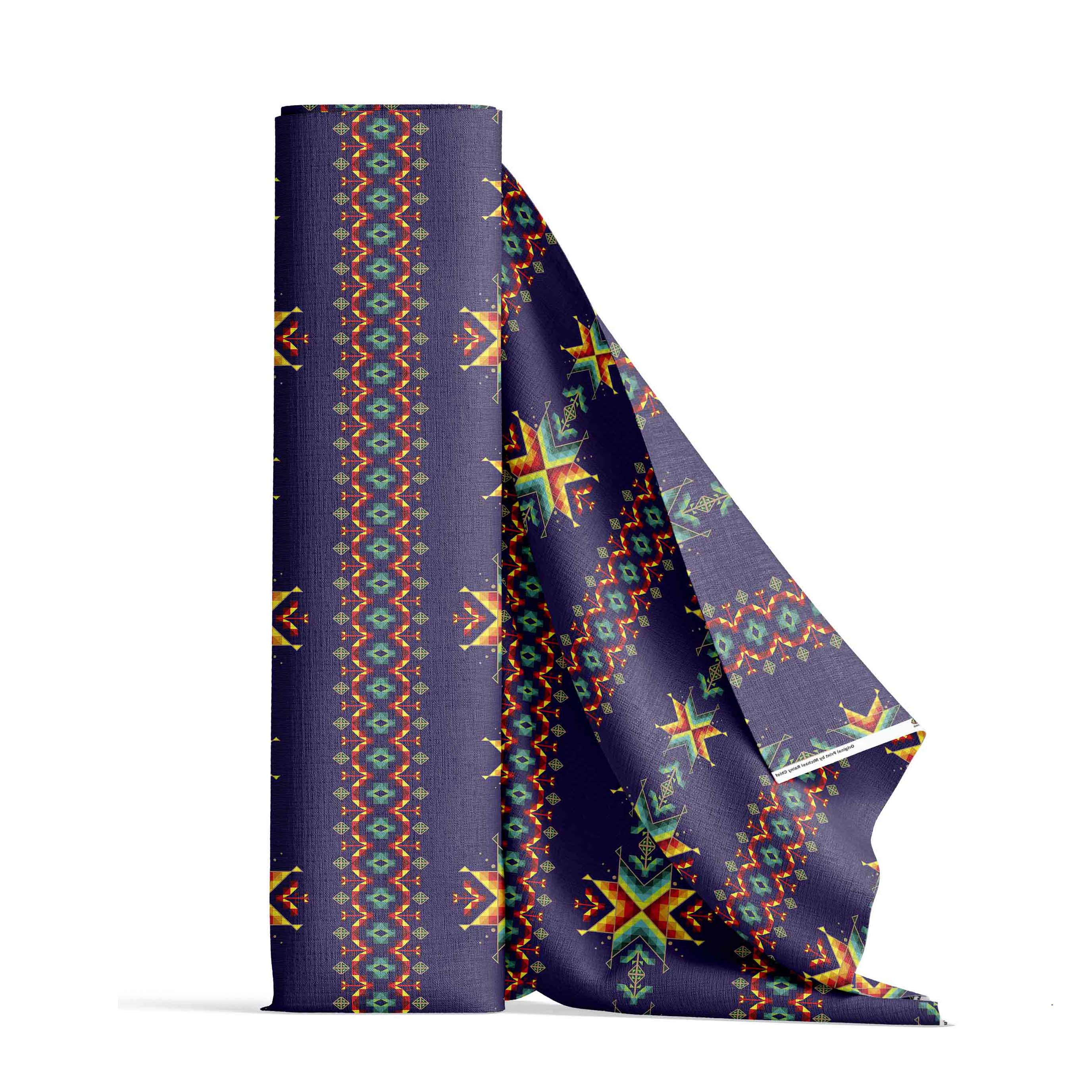 Dreams of Ancestors Indigo Cotton Poplin Fabric By the Yard