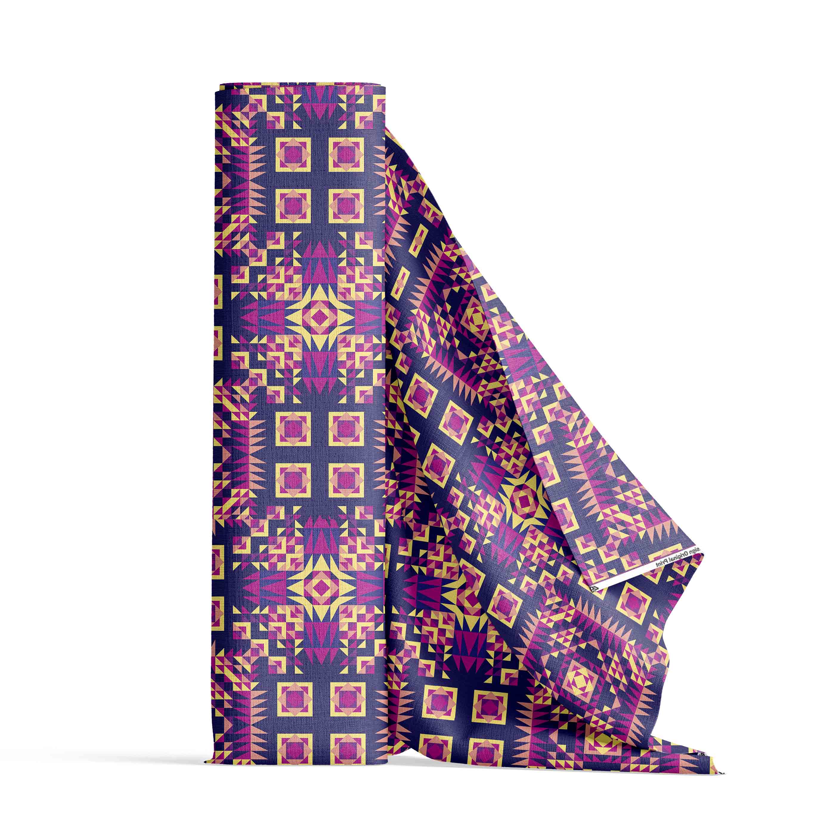 Kaleidoscope Bleu Cotton Poplin Fabric By the Yard
