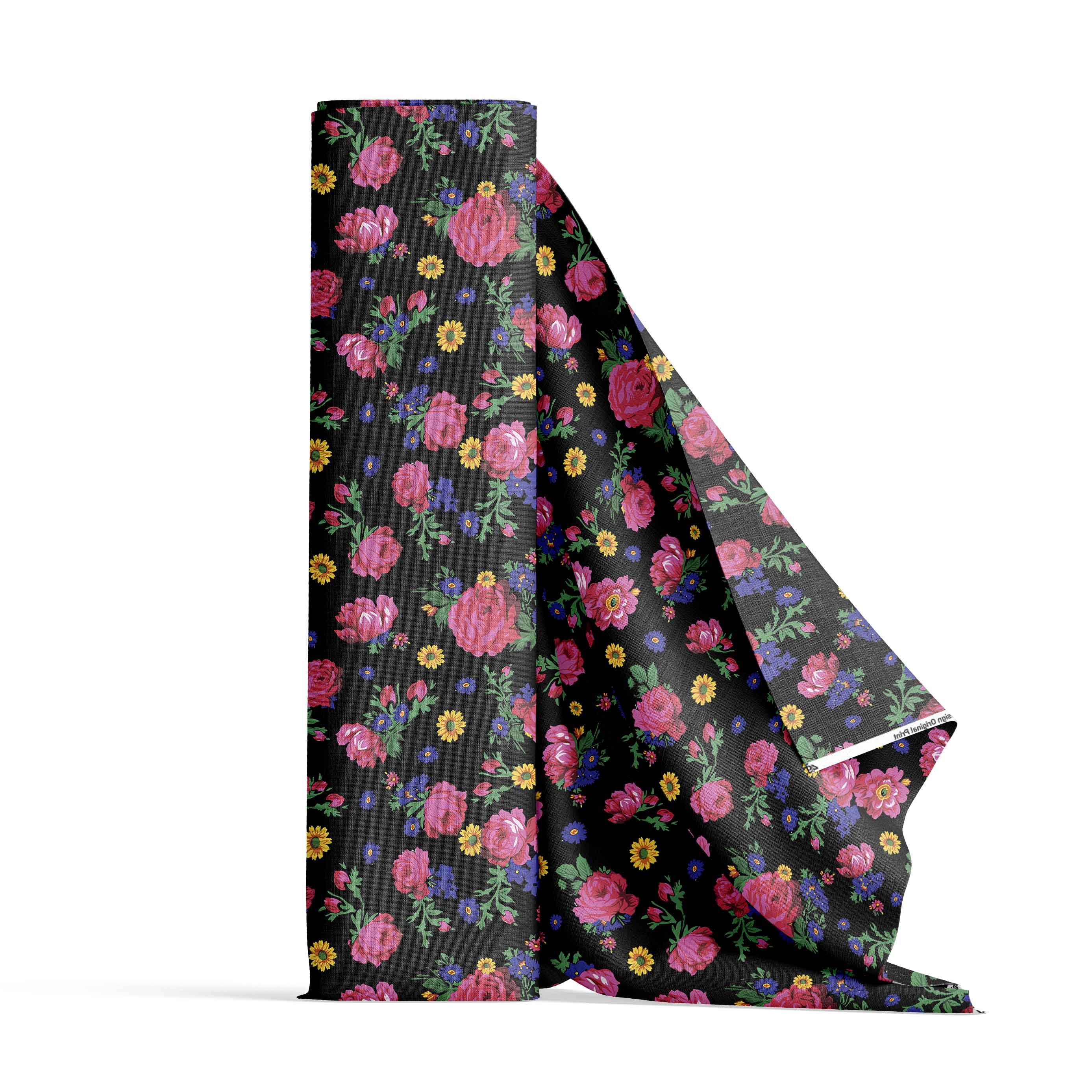 Kokum Ceremony Black Cotton Poplin Fabric by the Yard