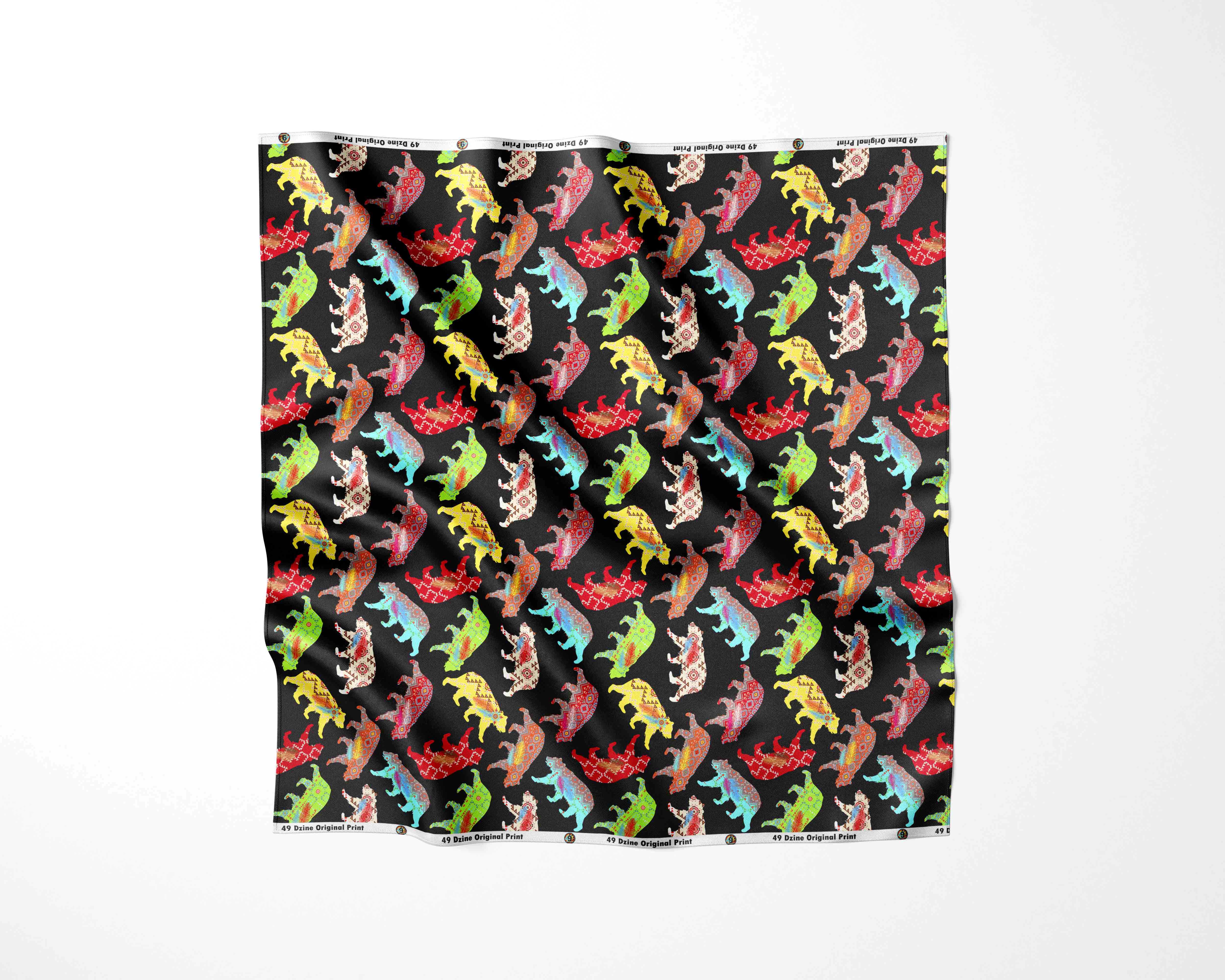 Bear Powwow Cotton Poplin Fabric By the Yard