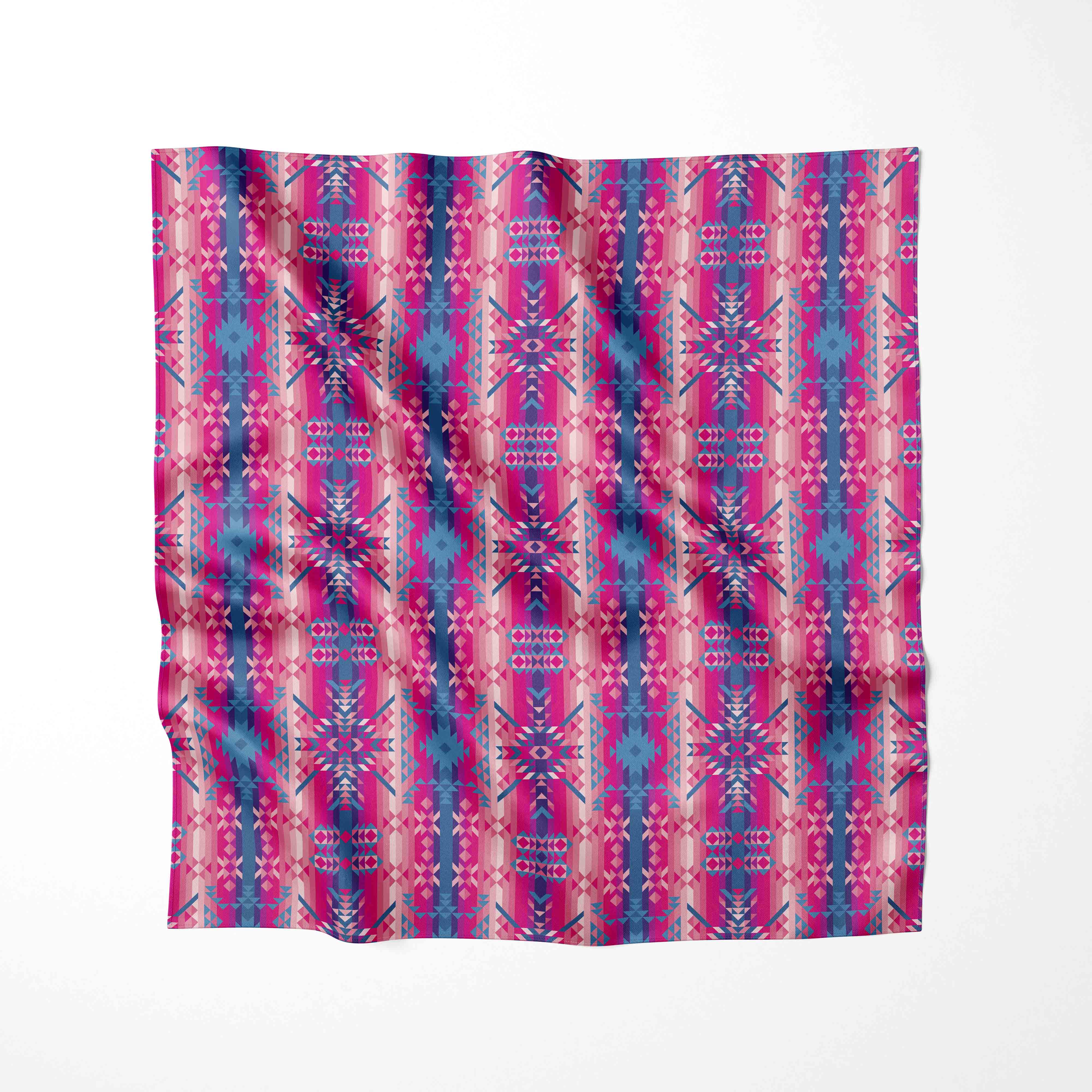 Desert Geo Blue Cotton Poplin Fabric By the Yard