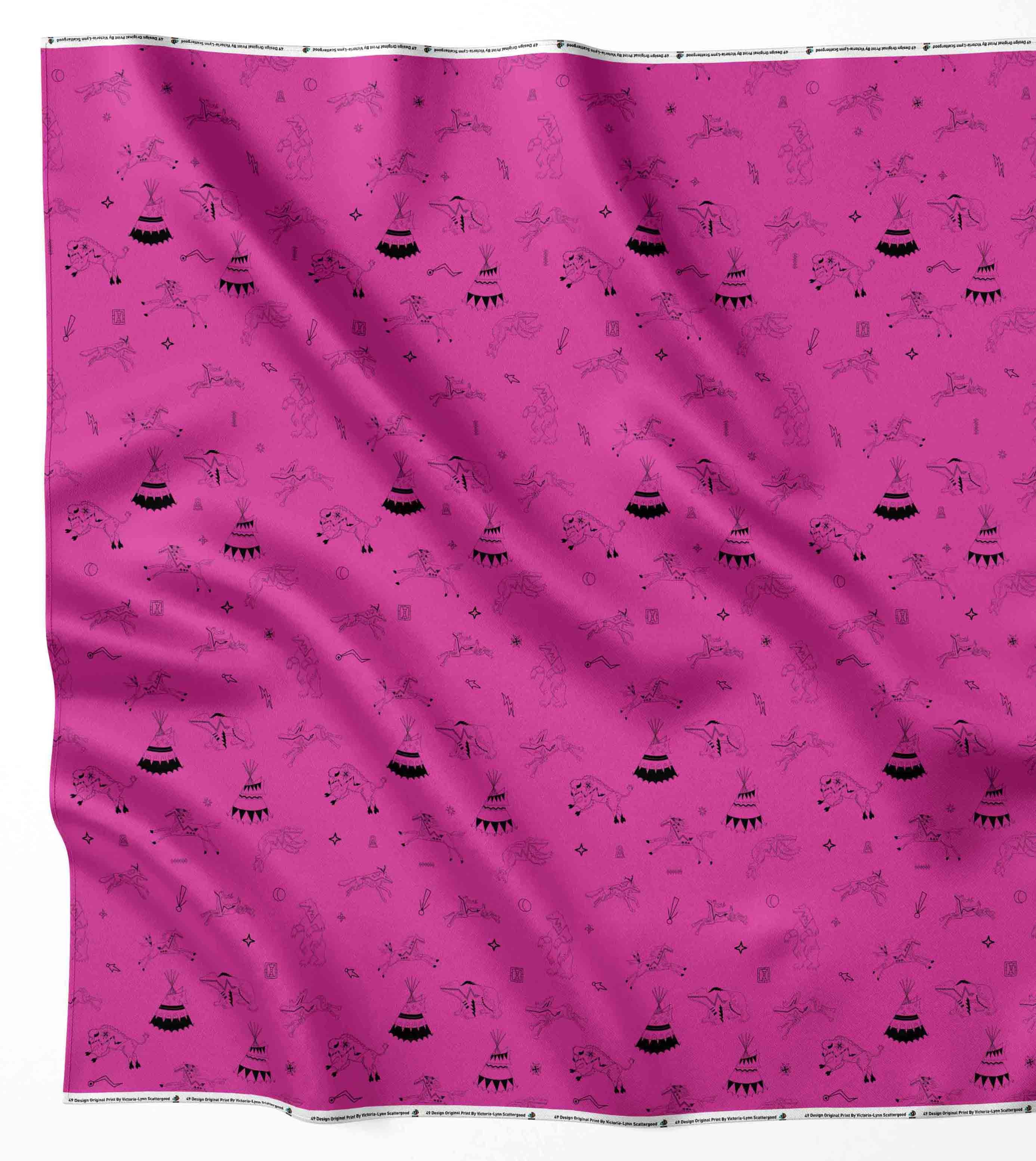 Ledger Dabbles Magenta Satin Fabric