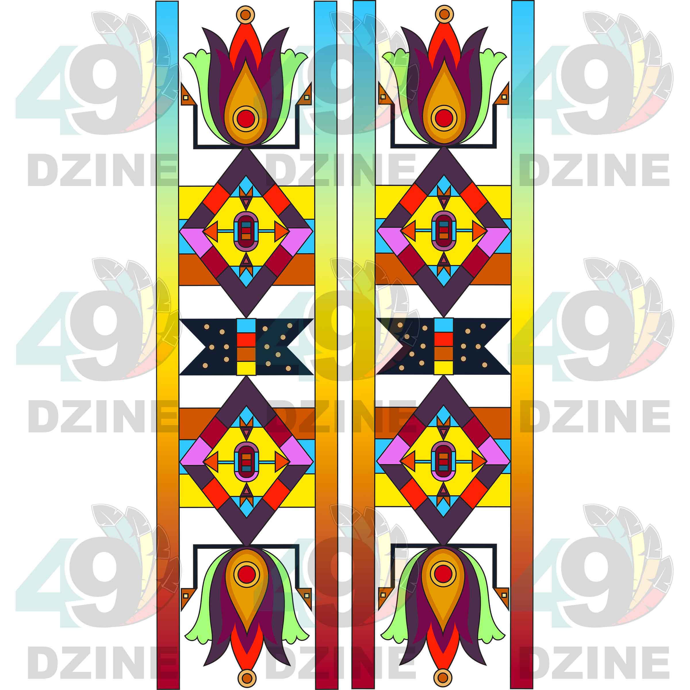 Fancy Dancer 17 with Geometric Design Two arm pieces Transfer (Various Sizes)