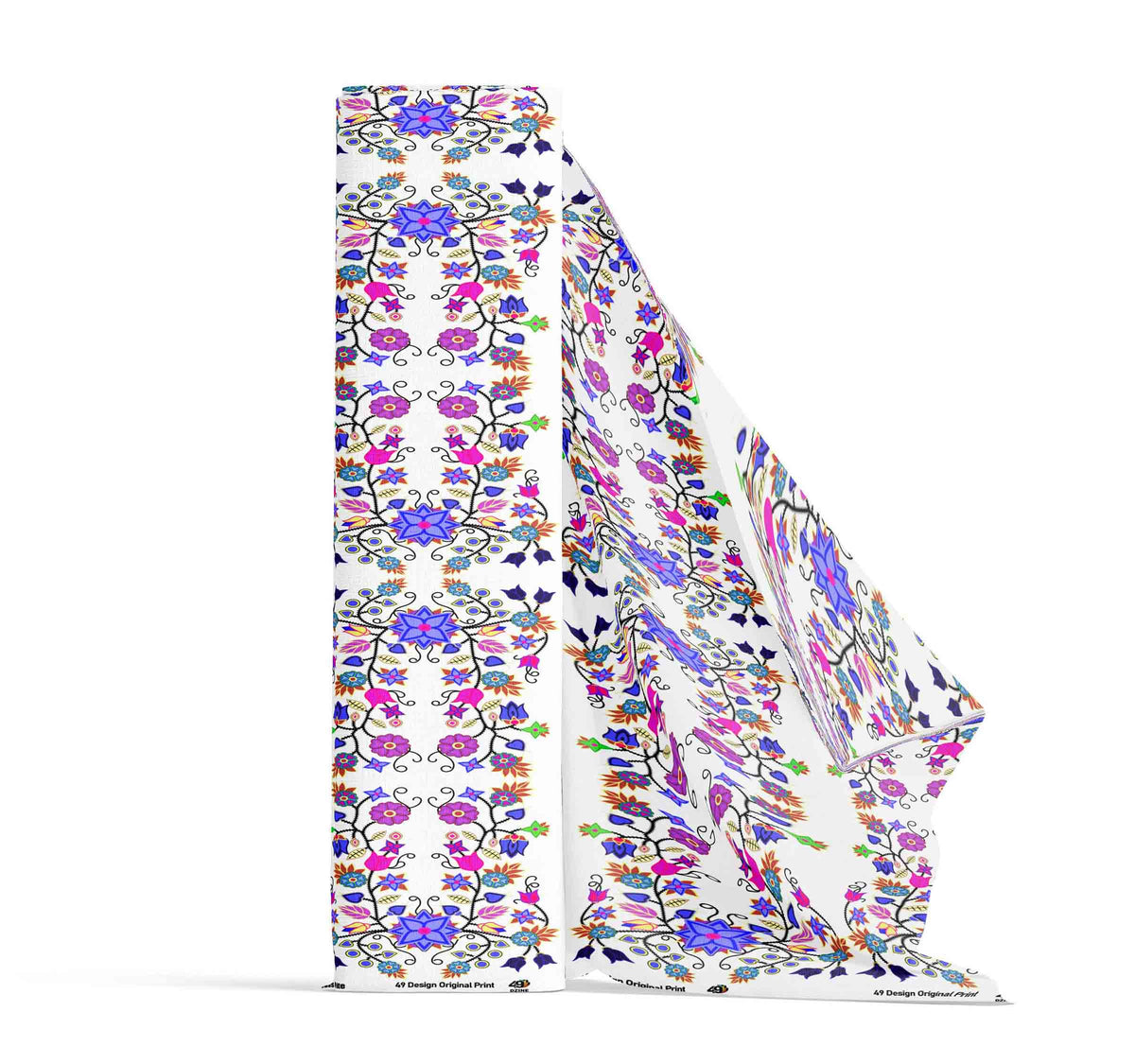 Floral Beadwork Seven Clans White Cotton Poplin