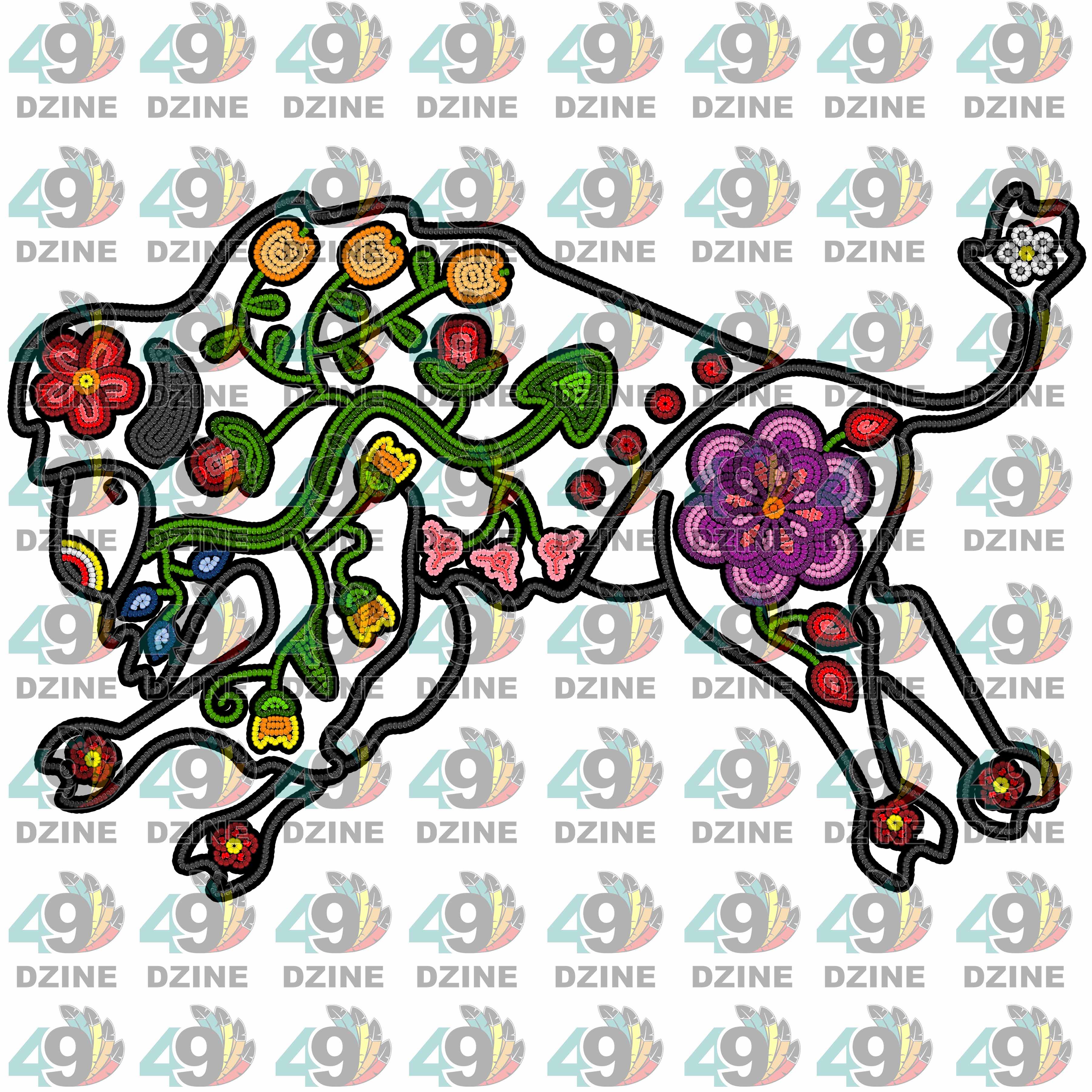 Floral Ledger Bison 01 Sticker