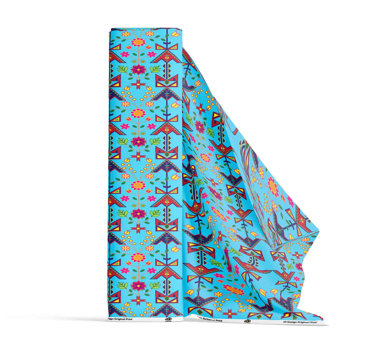 Geometric Floral Spring Sky Blue Cotton Poplin
