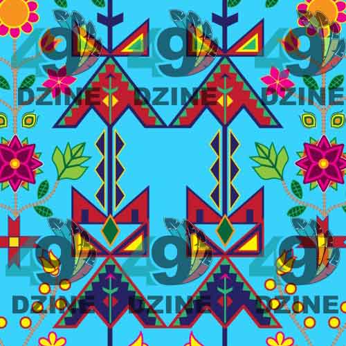 Geometric Floral Spring Sky Blue Cotton Poplin