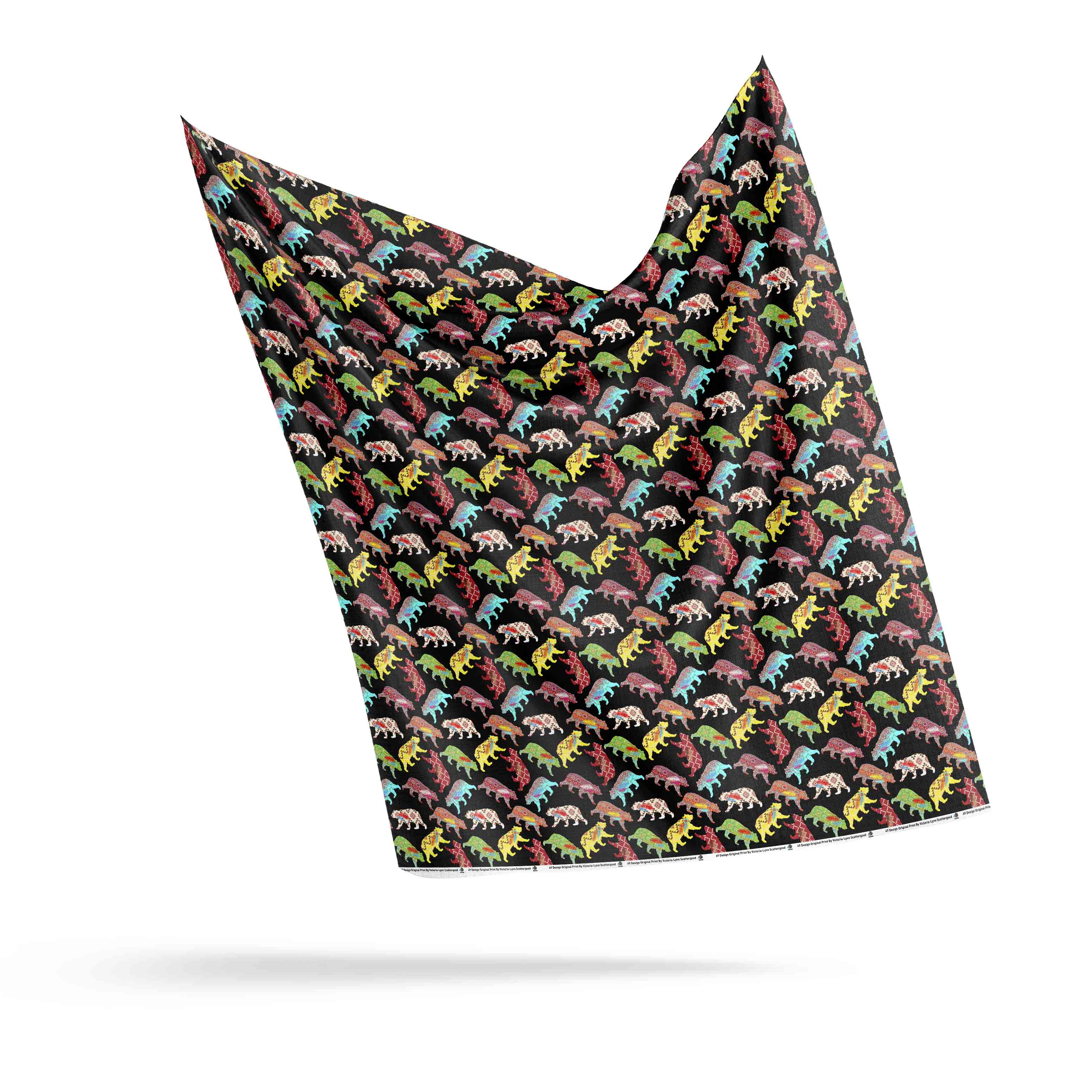 Bear Powwow Cotton Poplin Fabric By the Yard