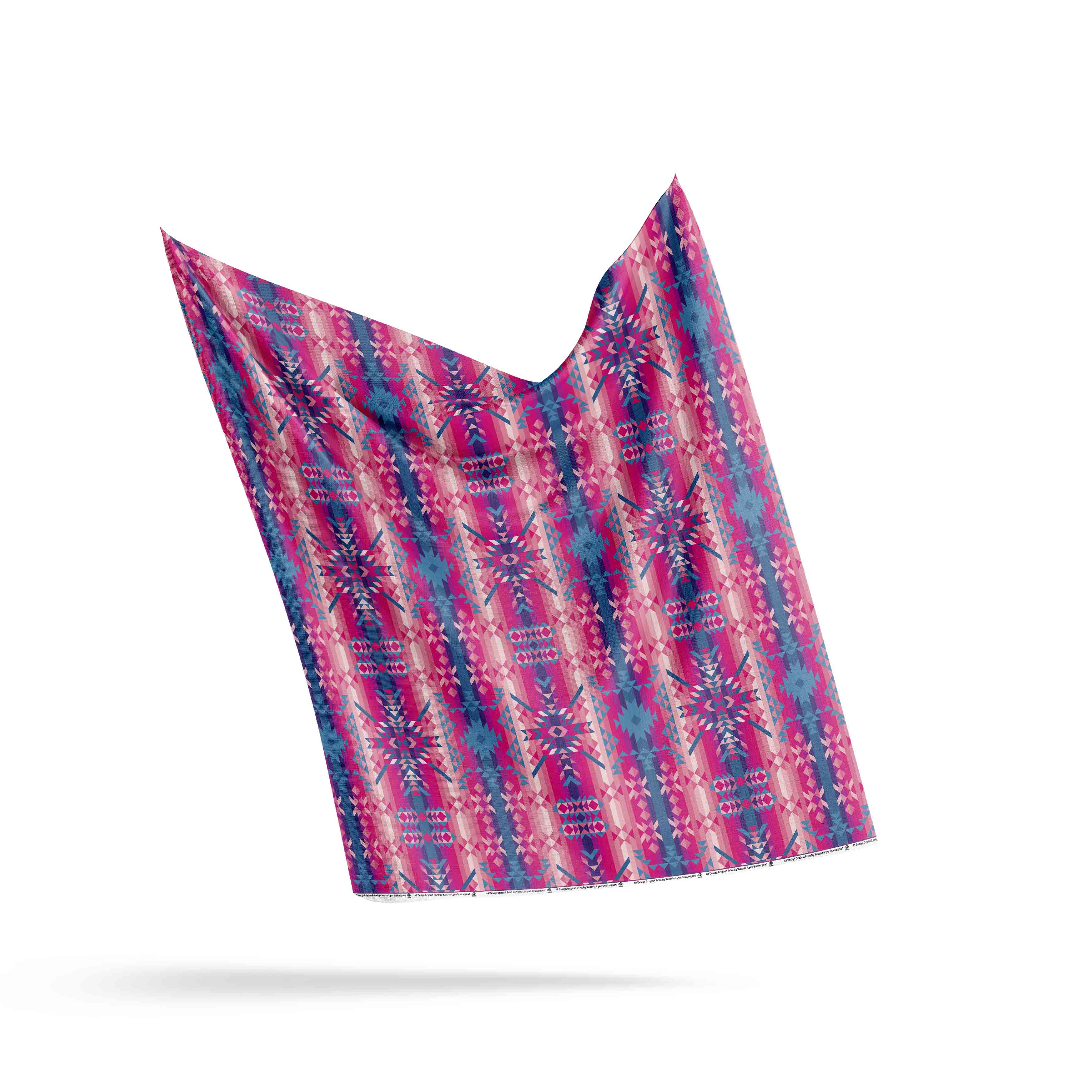 Desert Geo Blue Cotton Poplin Fabric By the Yard