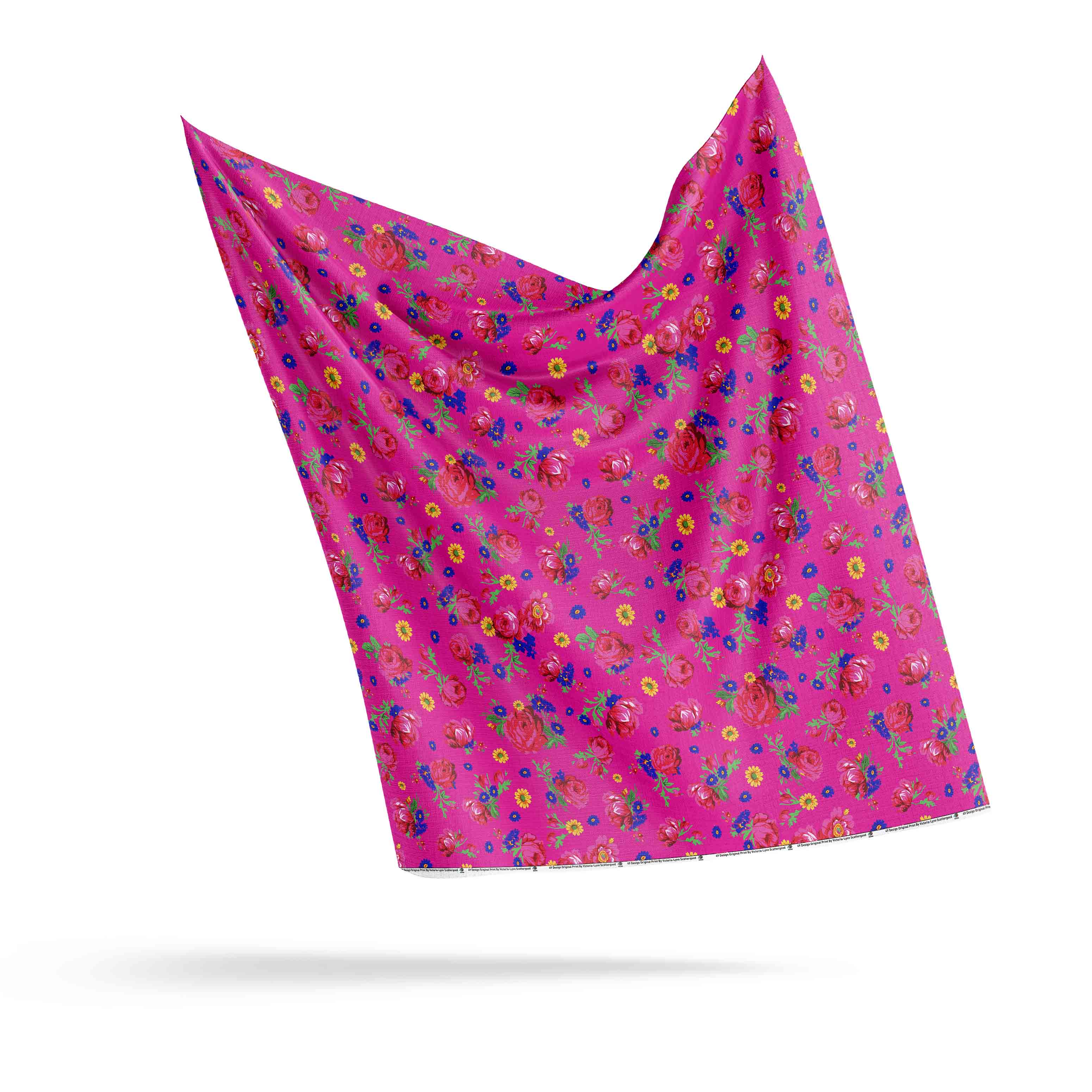 Kokum Ceremony Pink Cotton Poplin Fabric by the Yard