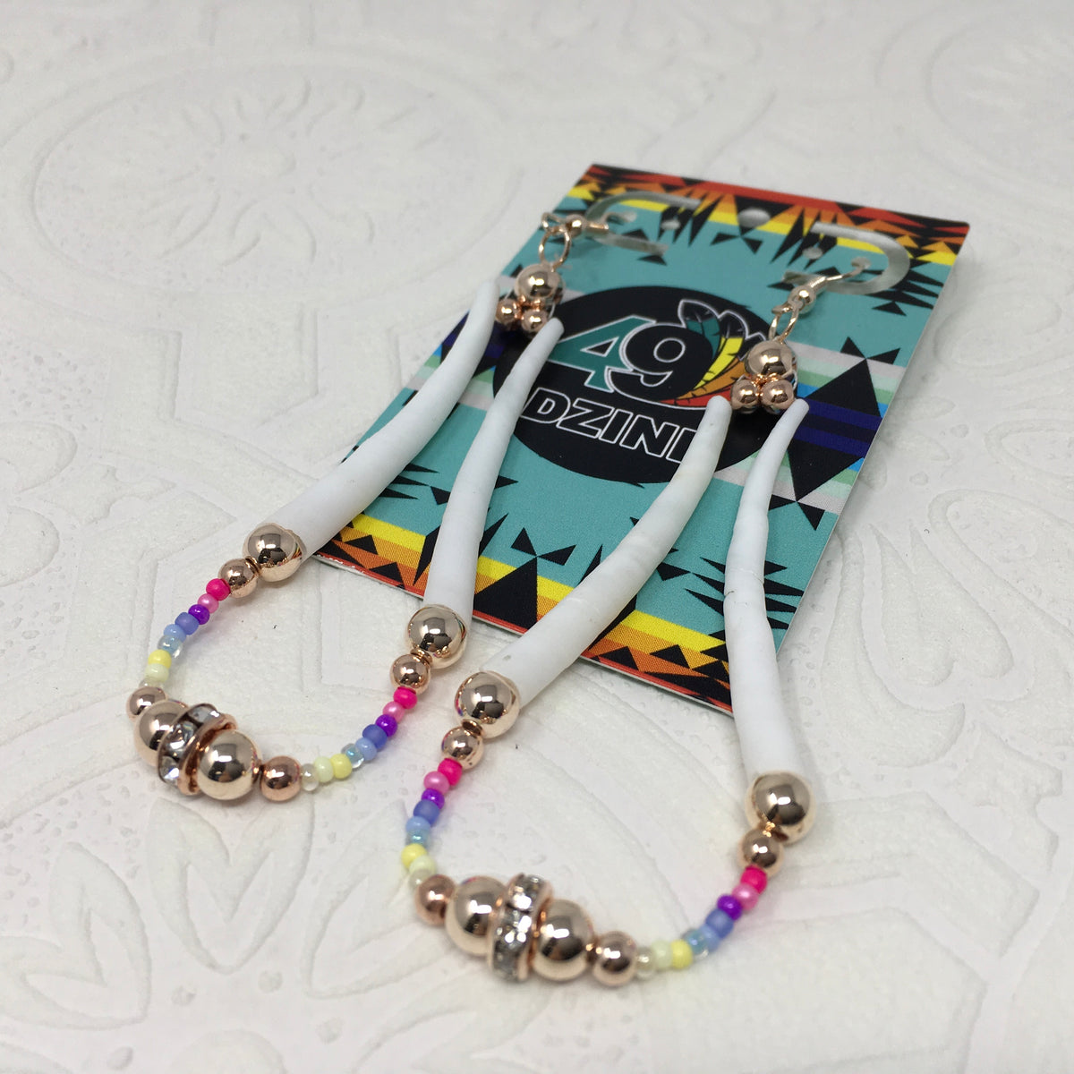Strung Dentalium Pastel Earrings