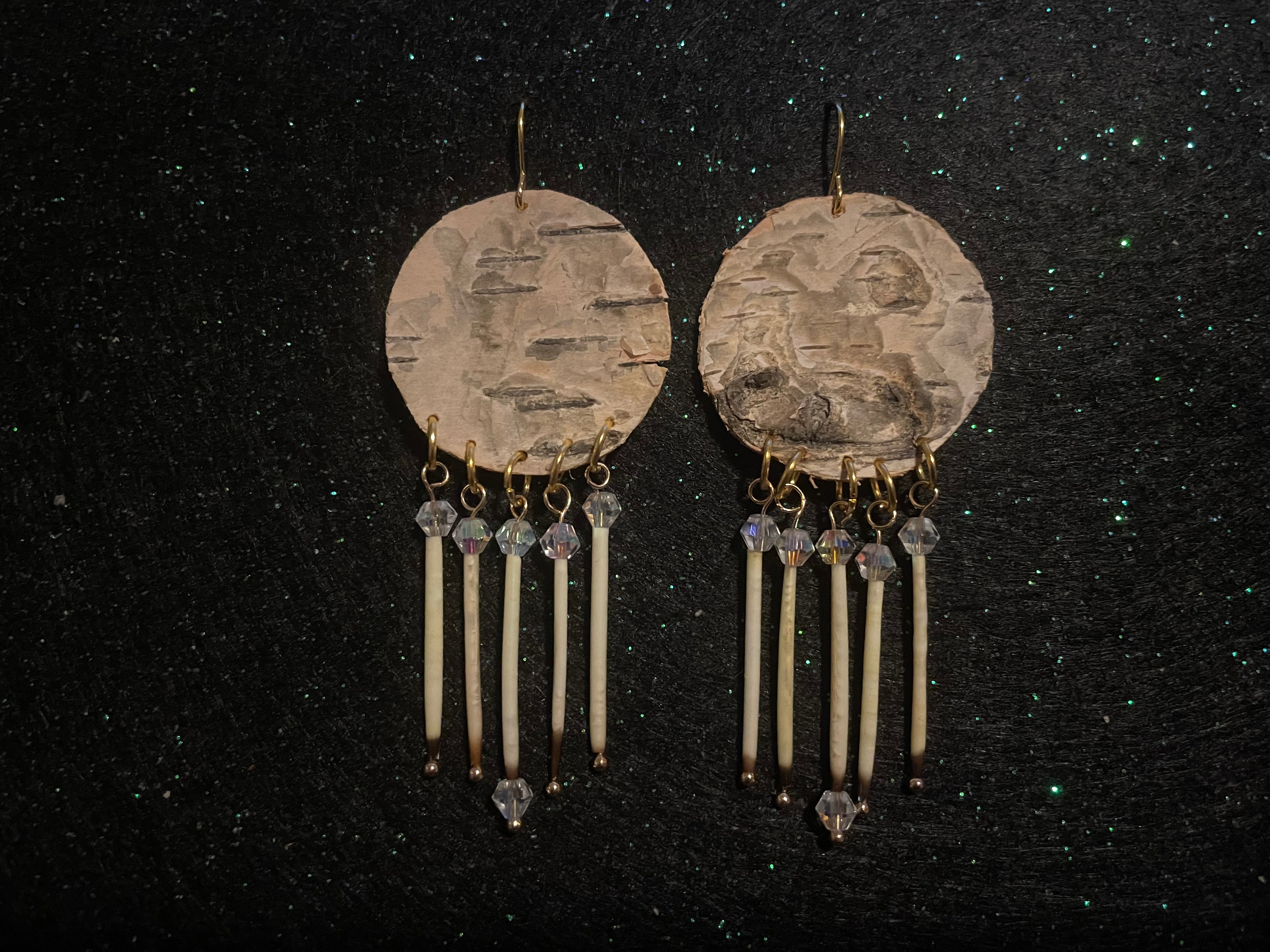 Asteria Brill Birch Bark/Quill/Glass Bead Earrings