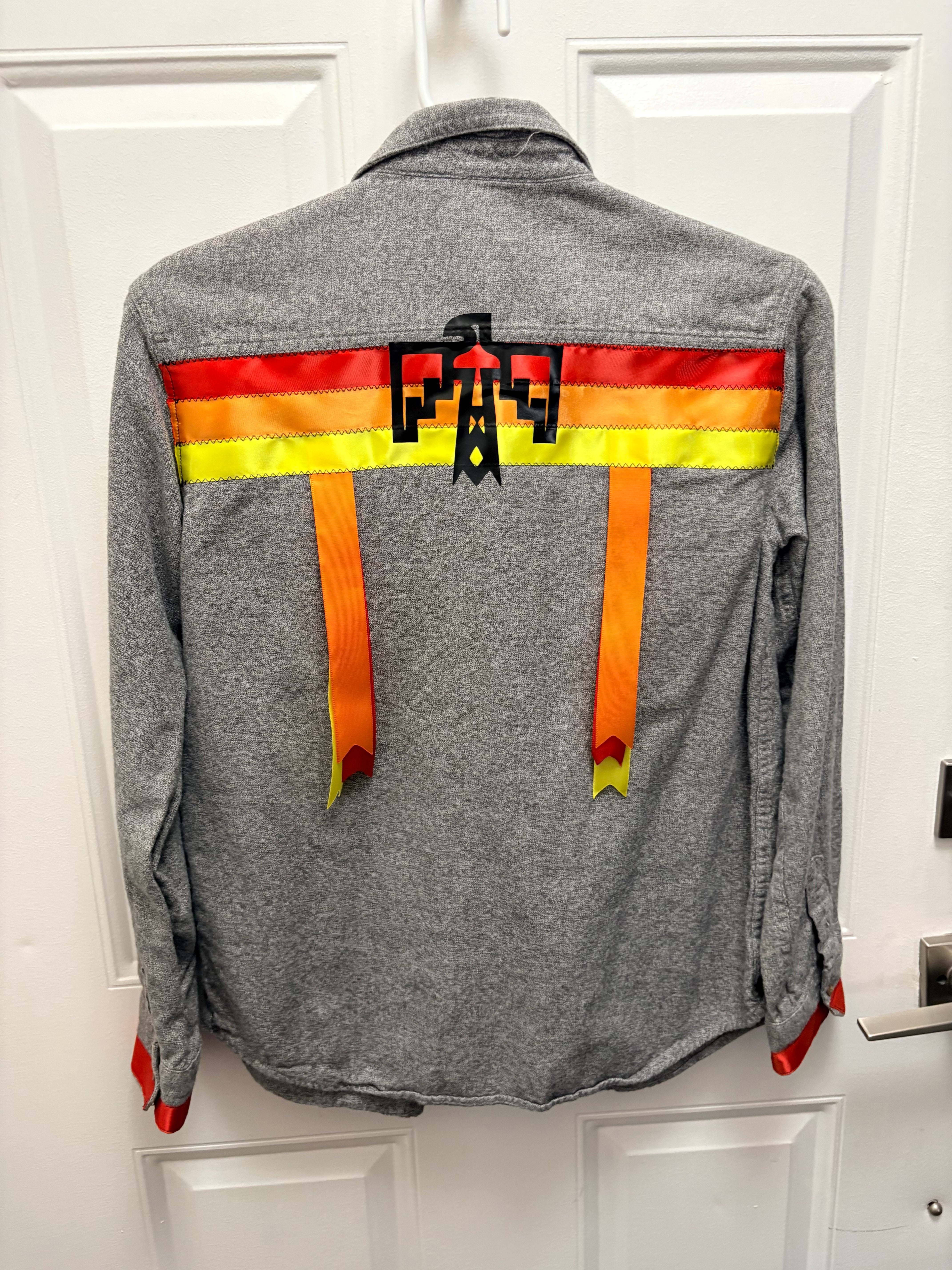 Lakota Artist Jackie Grey Thunderbird Ribbon Shirt