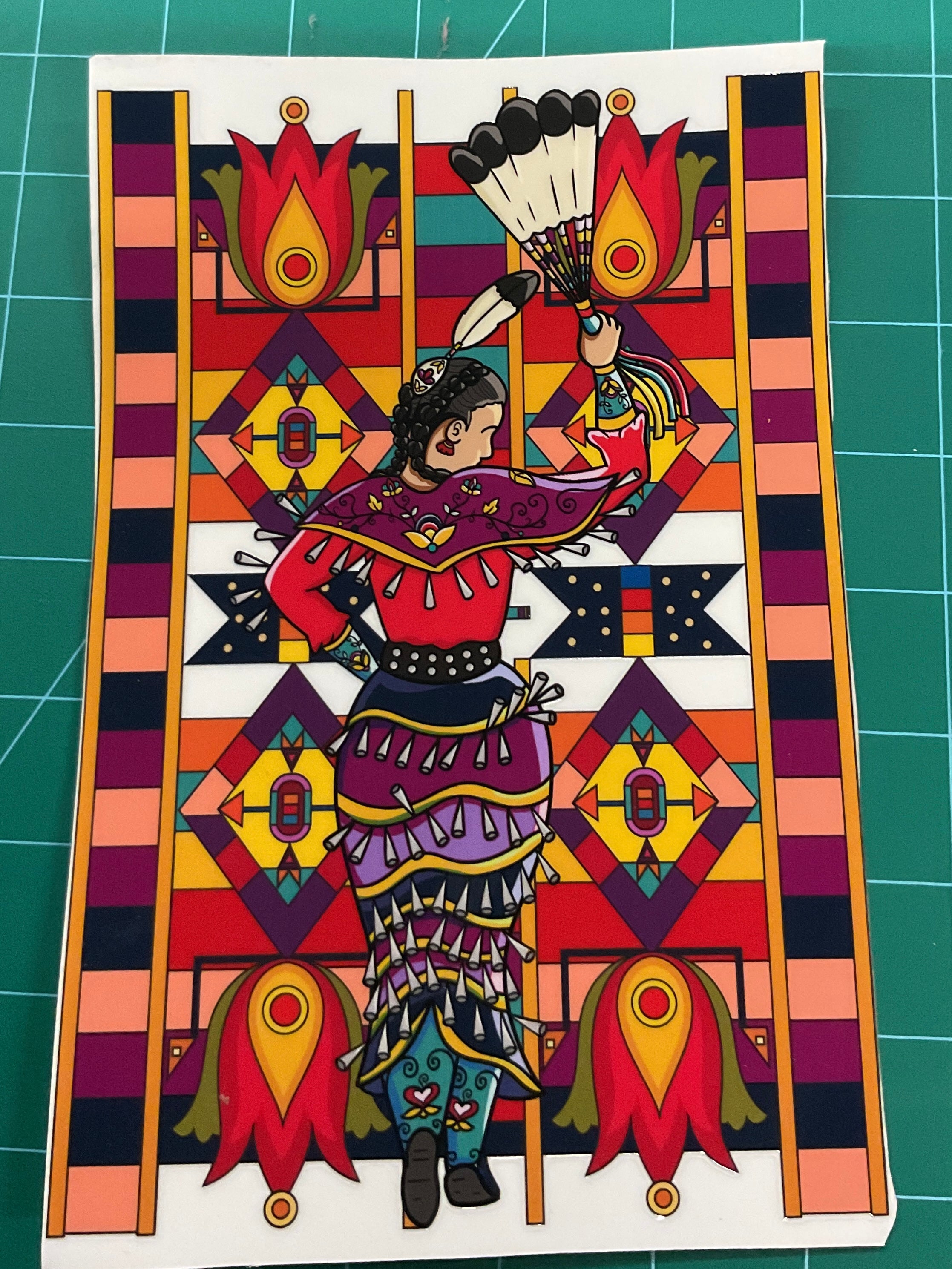 Jingle Dancer with Background UV Sticker