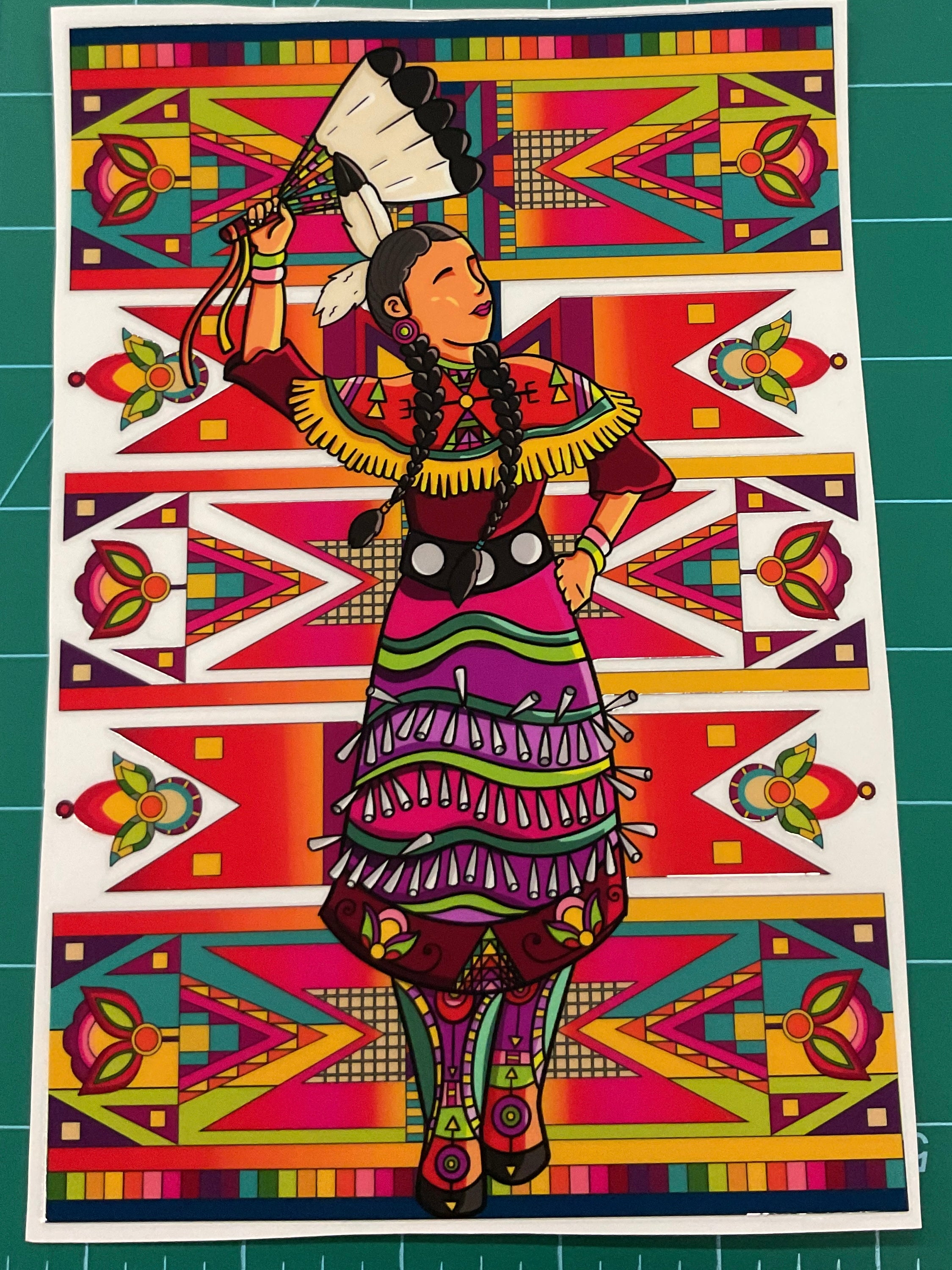 Jingle Dancer with Background UV Sticker