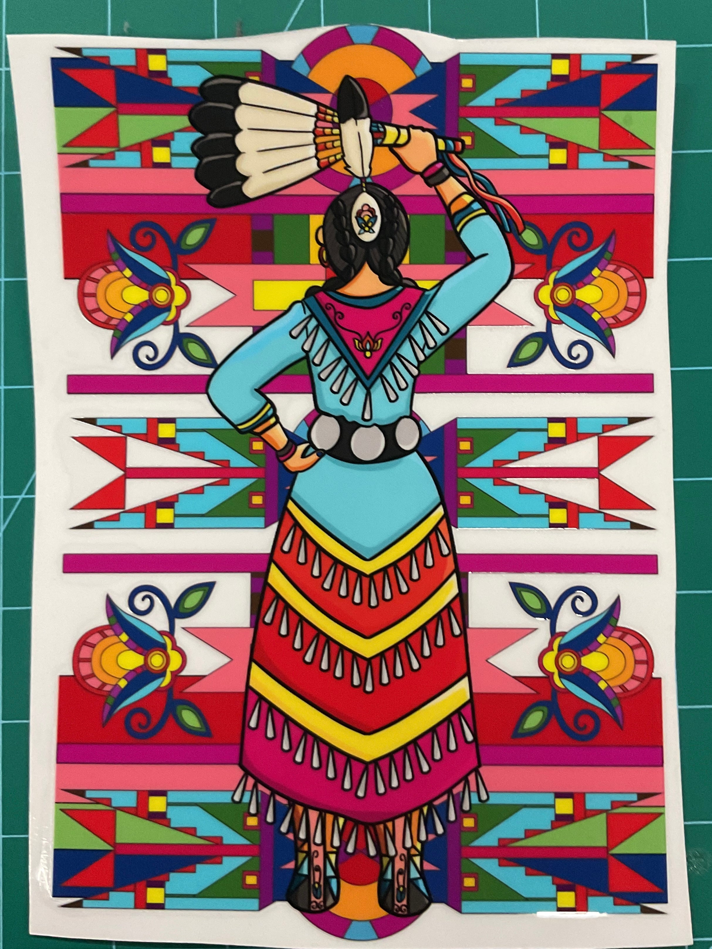 Jingle Dancer with Background UV Sticker