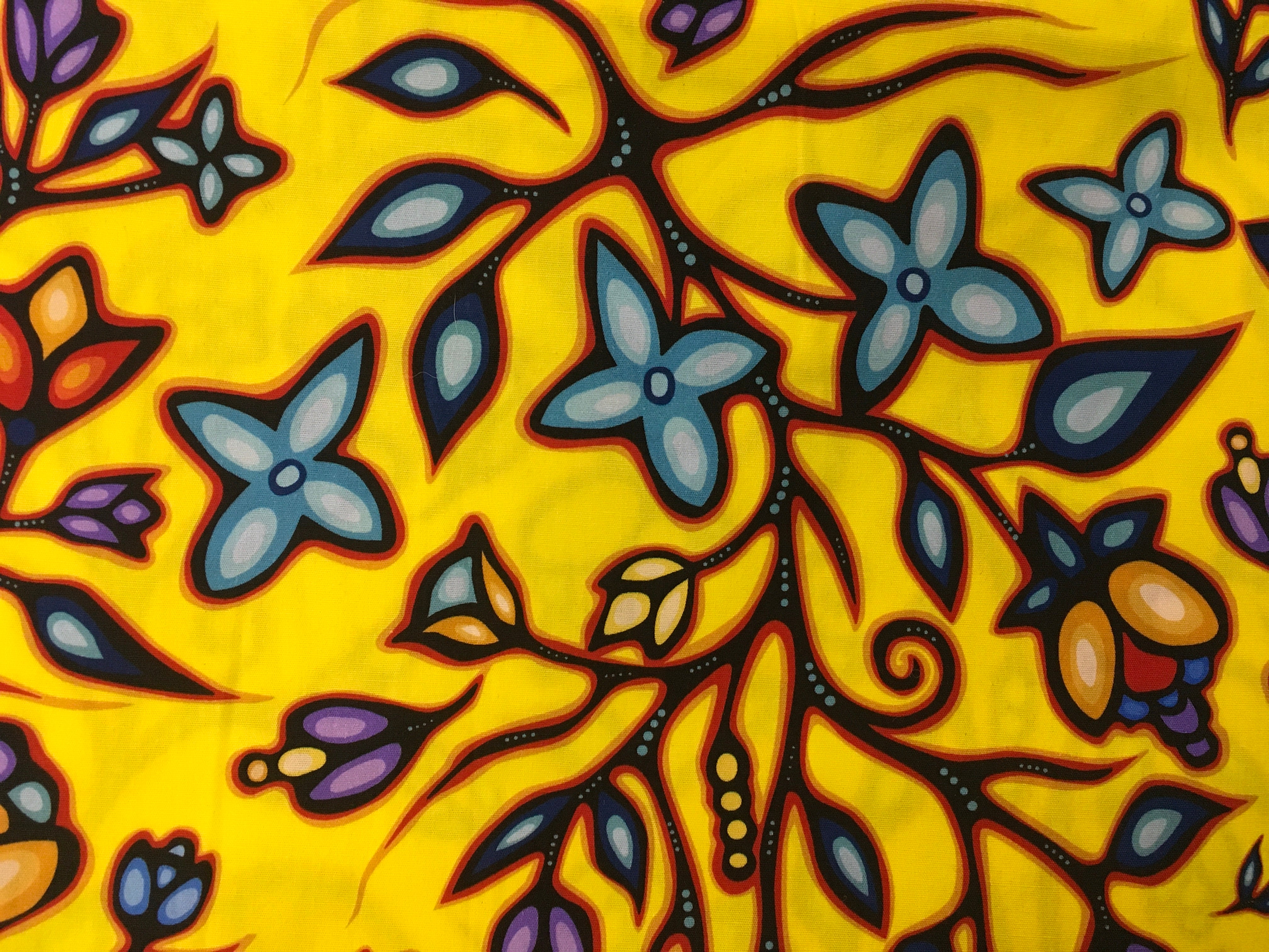 Jackie Traverse Ojibway Florals Cotton Yellow 02