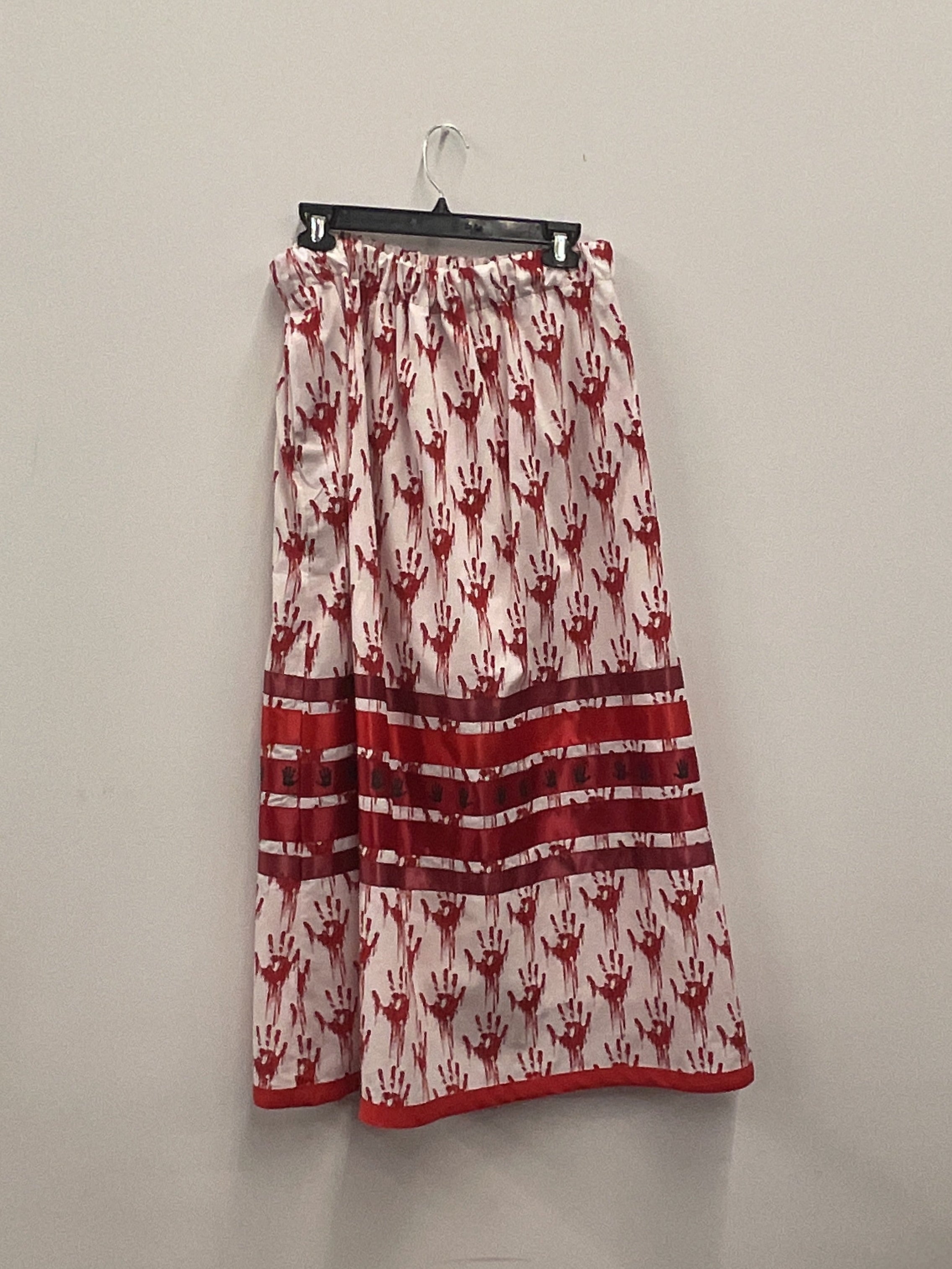 Liz Pelland white MMIW ribbon skirt red ribbon