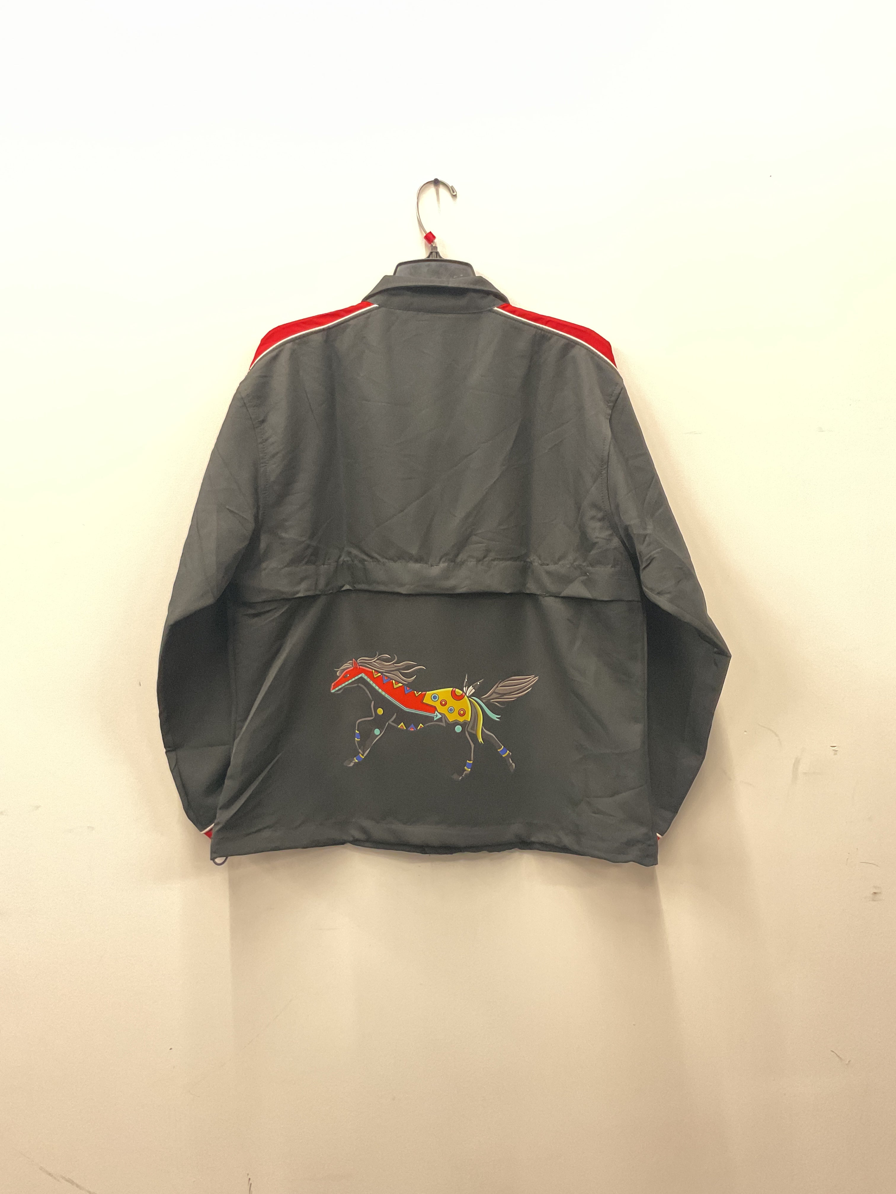 Handmade Black and Red Jacket with Transfer- Large