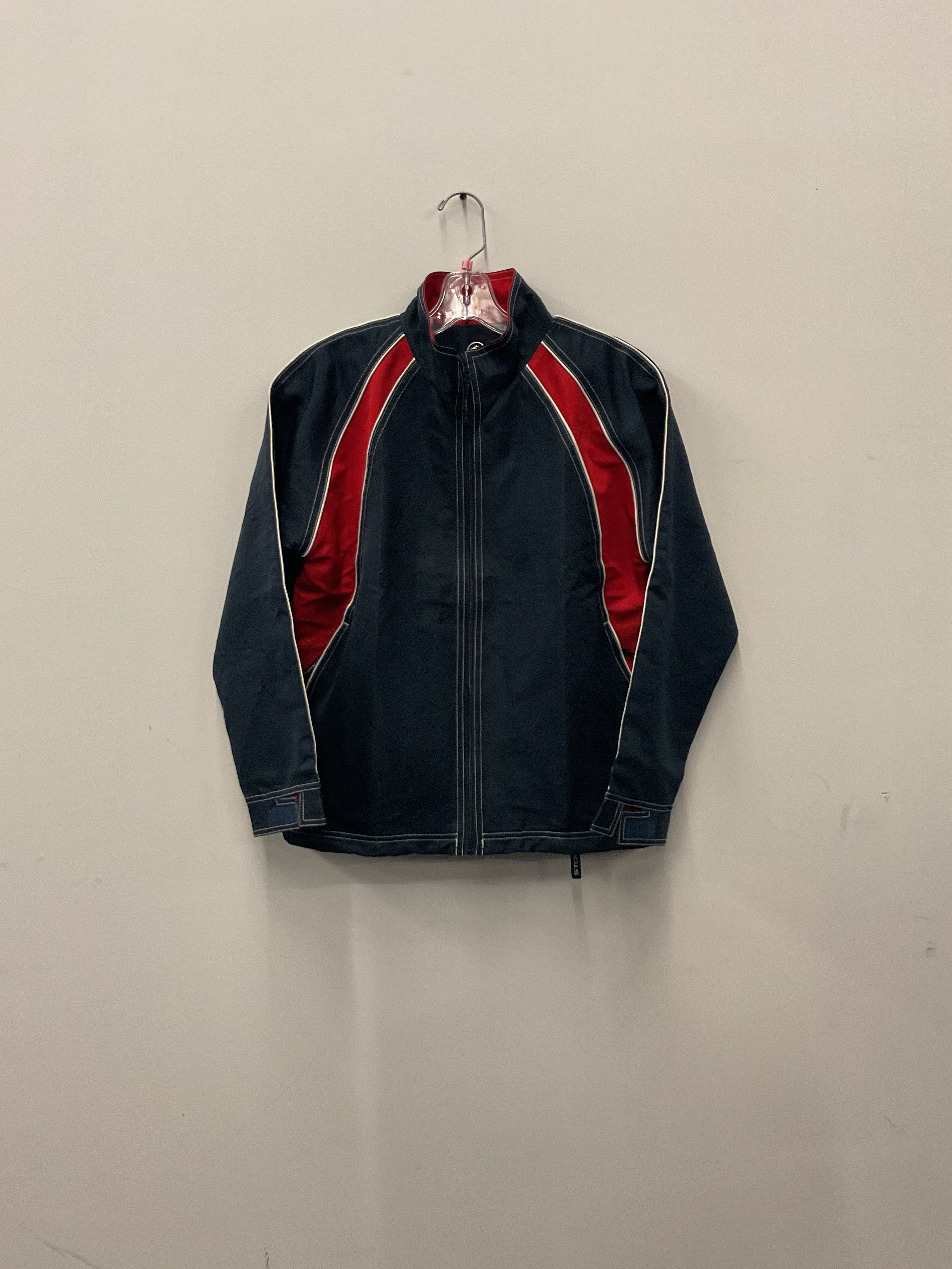 Handmade Dark Blue and Red Jacket With Bear Transfer-Youth Large