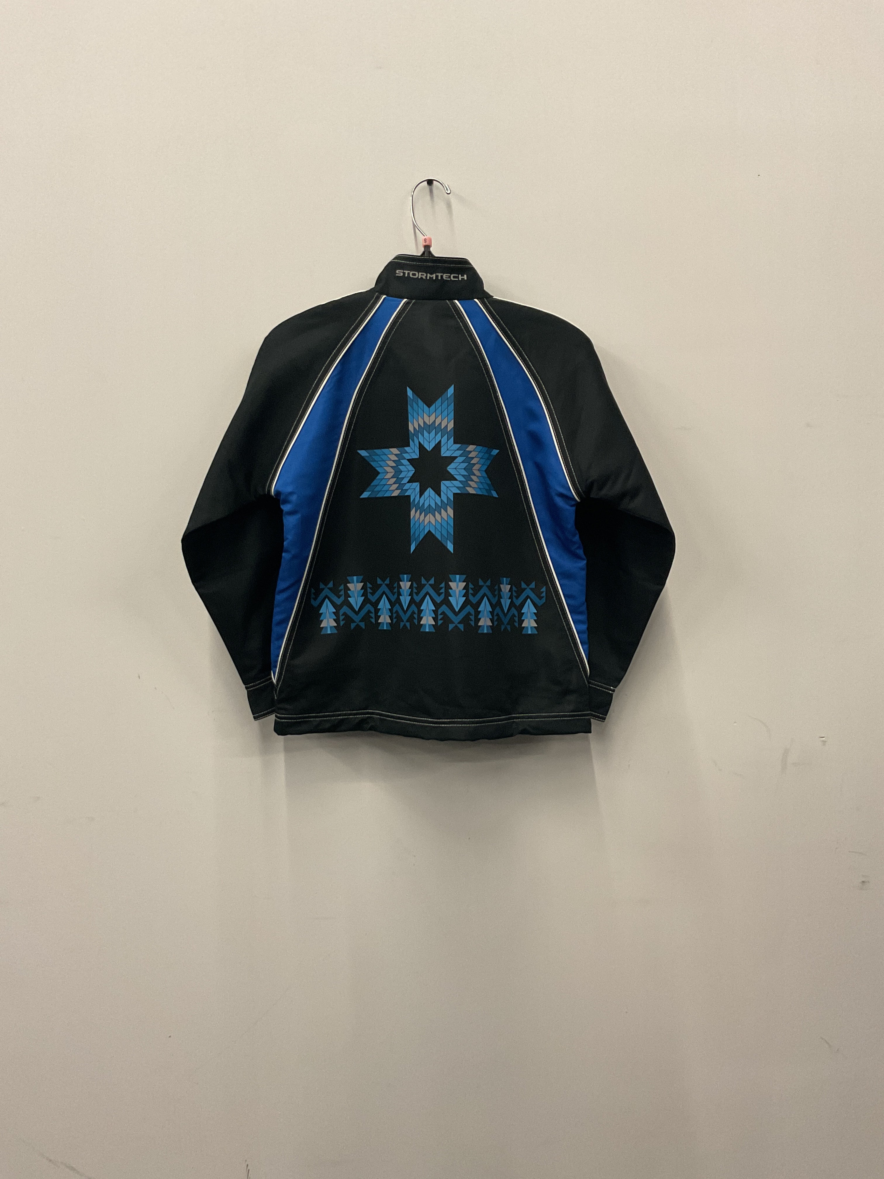 Handmade Blue and Black jacket with Transfer-Youth Small