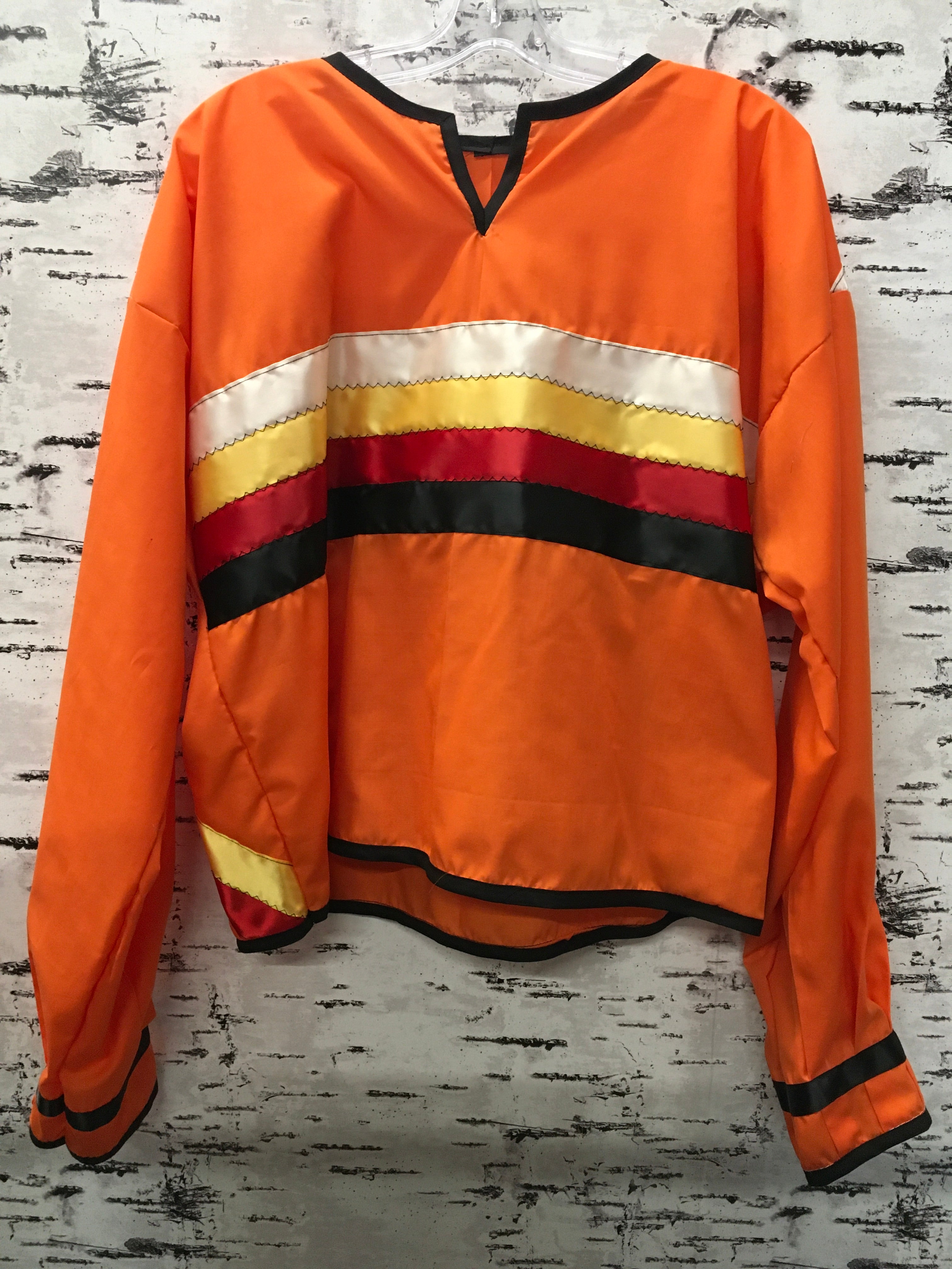 Handmade Ribbon Shirt Orange w/ Medicine Circle Back