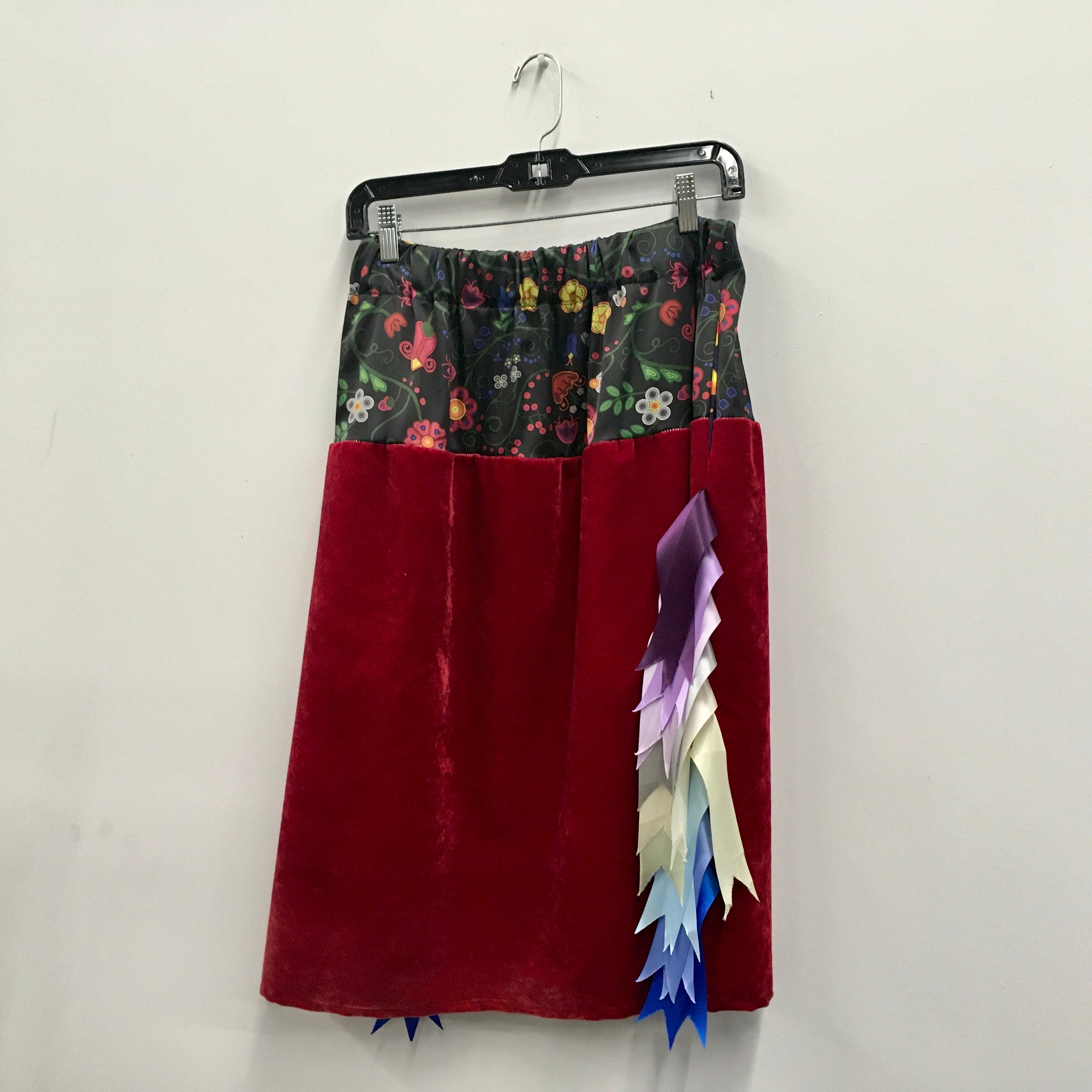 Handmade Beaded Nipin with Red Velvet Ribbon Skirt