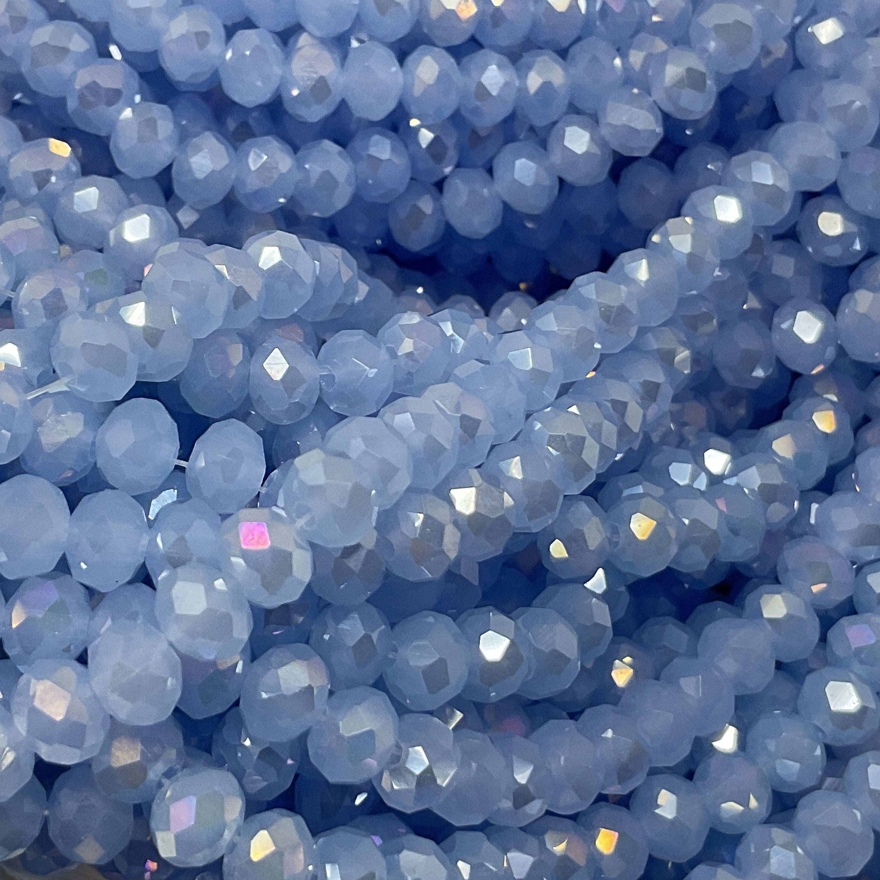 6mm Rondelle Glass Bead - Crystal Hay