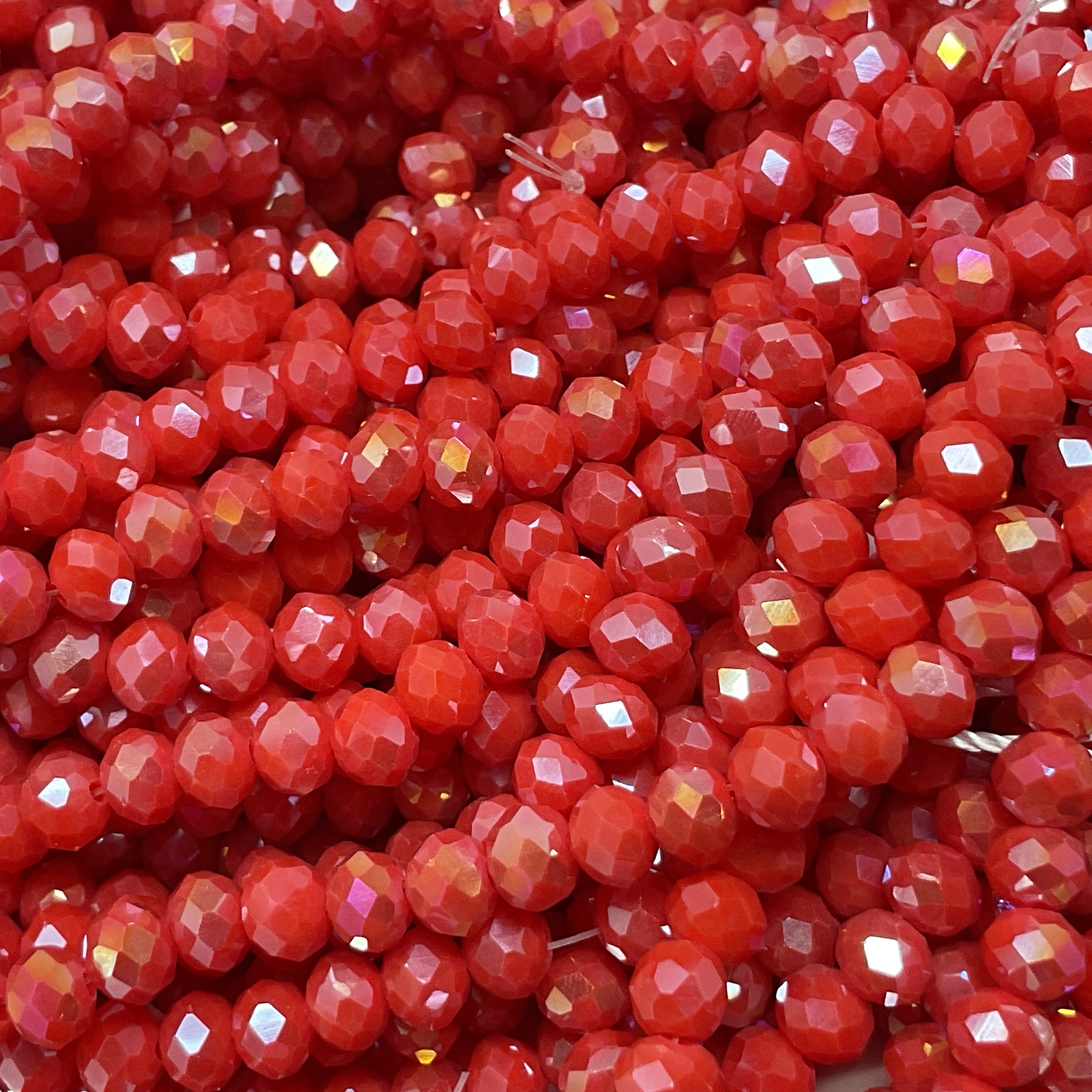 6mm Rondelle Glass Bead - Crystal Stream