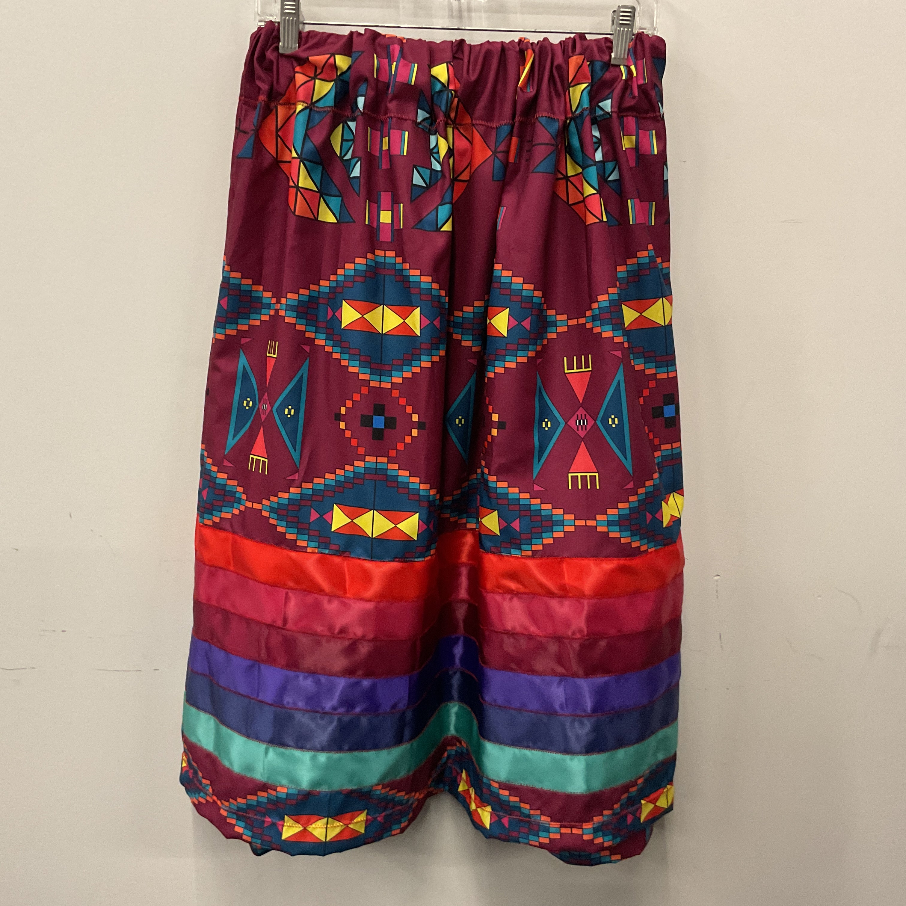 Handmade Magenta Geometric Ribbon Skirt