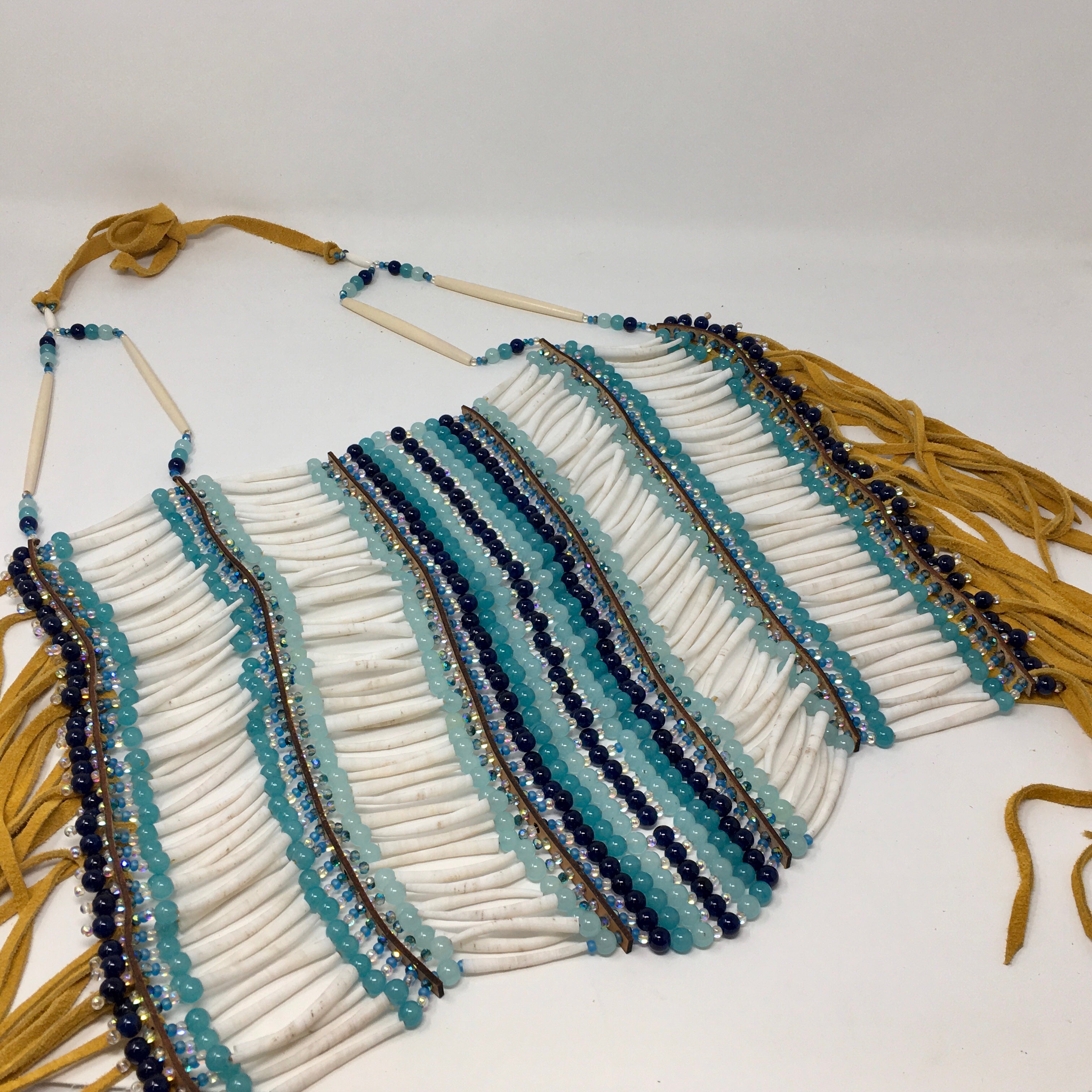 Handmade Blue Dentalium Breastplate